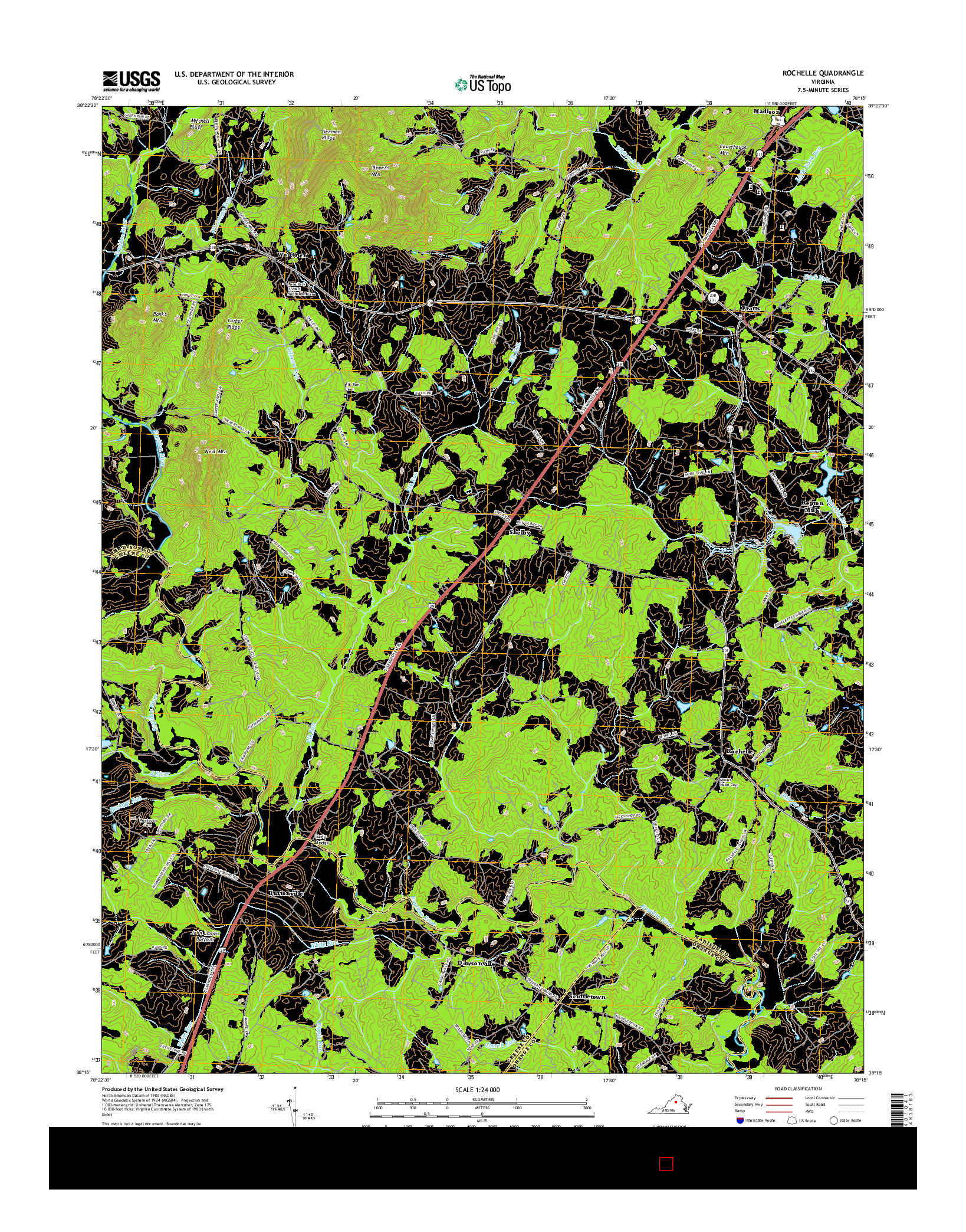 USGS US TOPO 7.5-MINUTE MAP FOR ROCHELLE, VA 2016