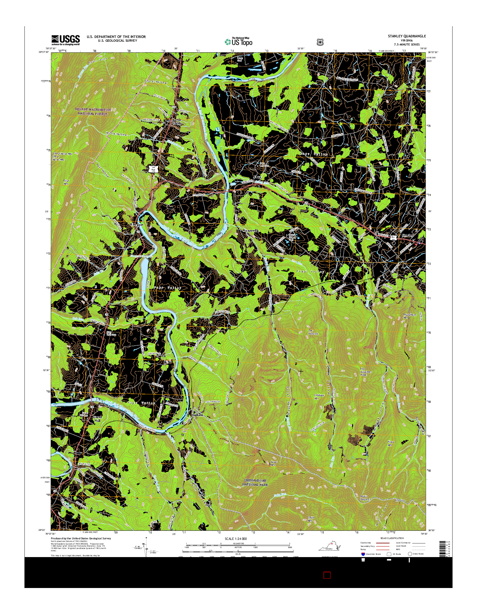 USGS US TOPO 7.5-MINUTE MAP FOR STANLEY, VA 2016