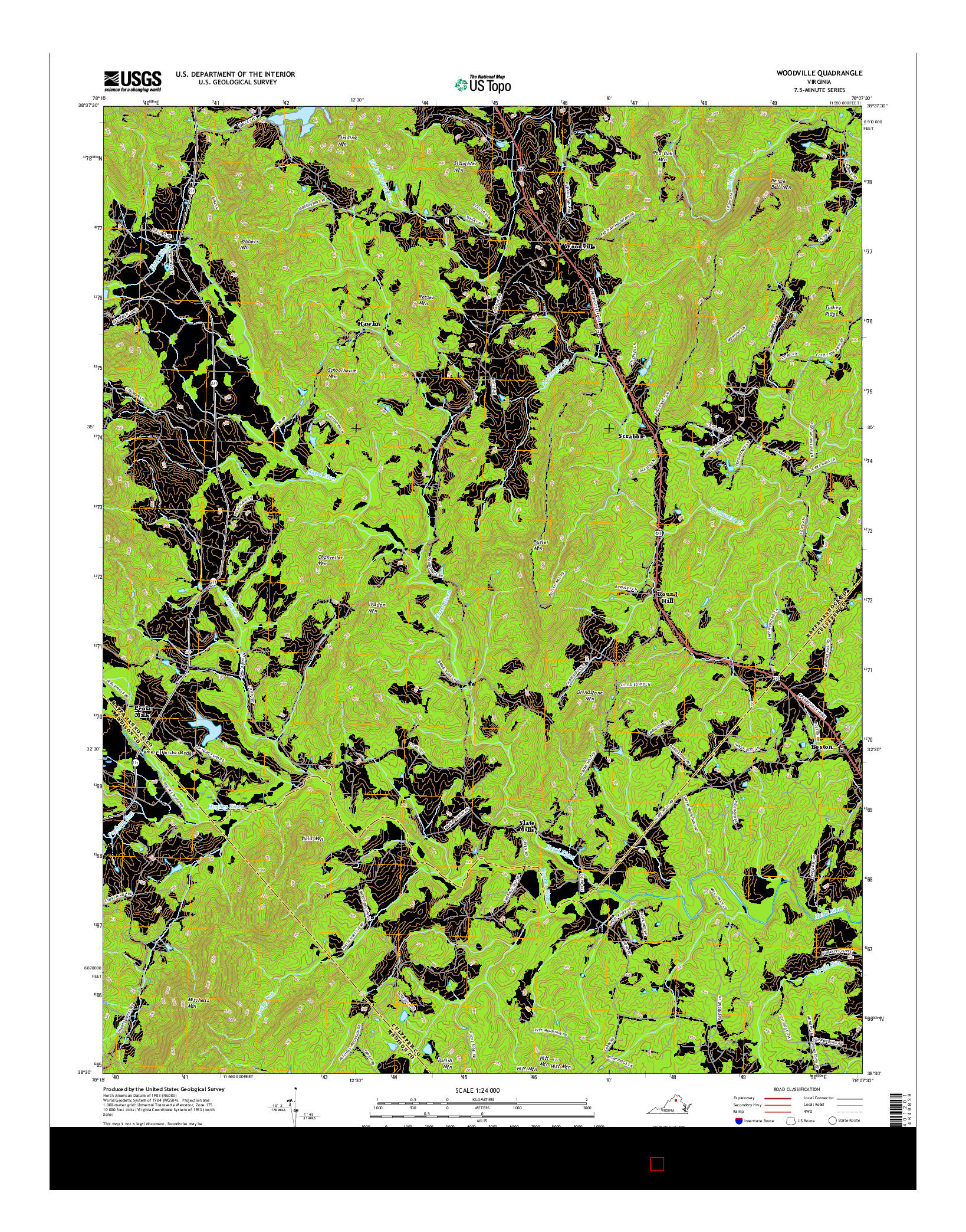 USGS US TOPO 7.5-MINUTE MAP FOR WOODVILLE, VA 2016