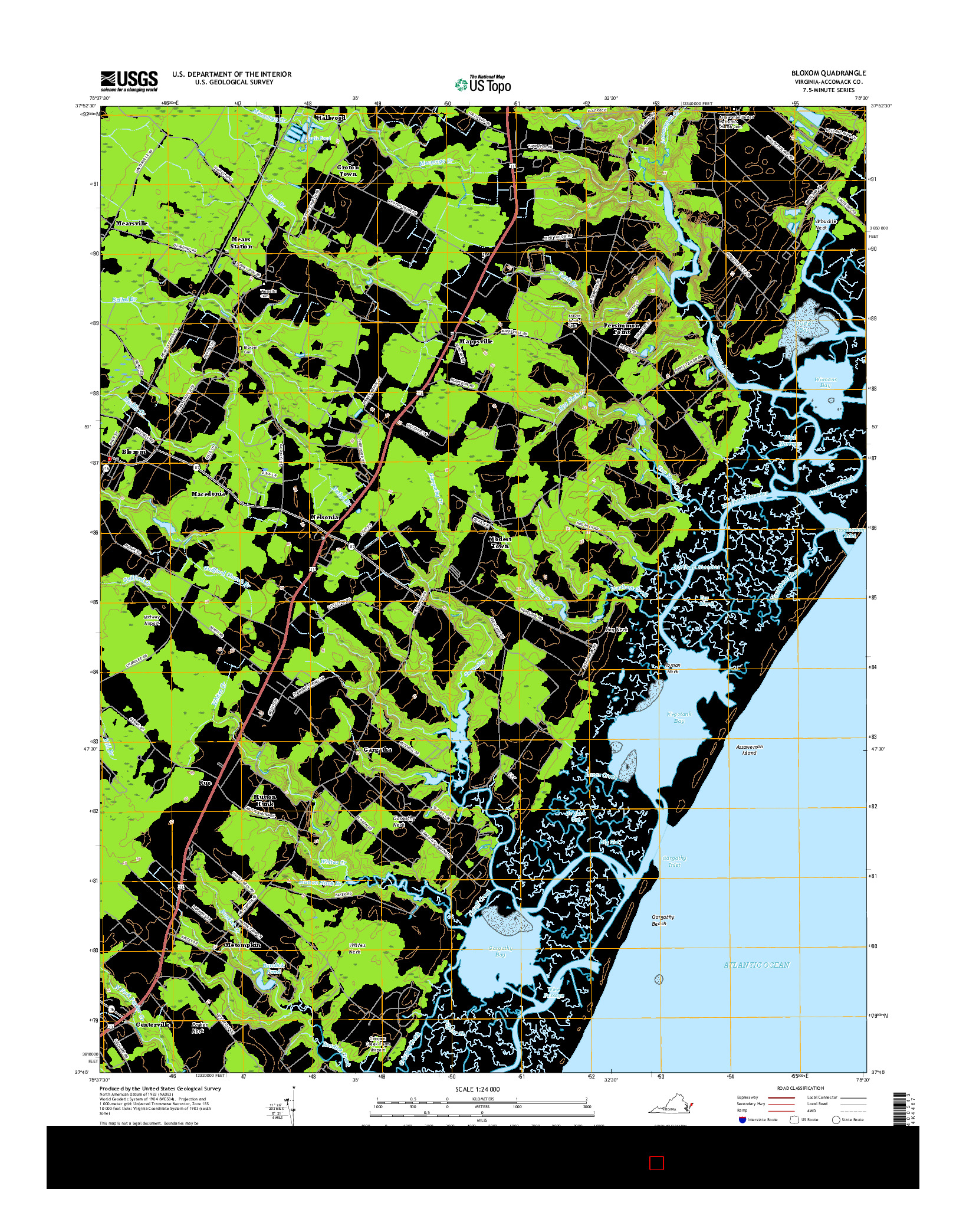 USGS US TOPO 7.5-MINUTE MAP FOR BLOXOM, VA 2016