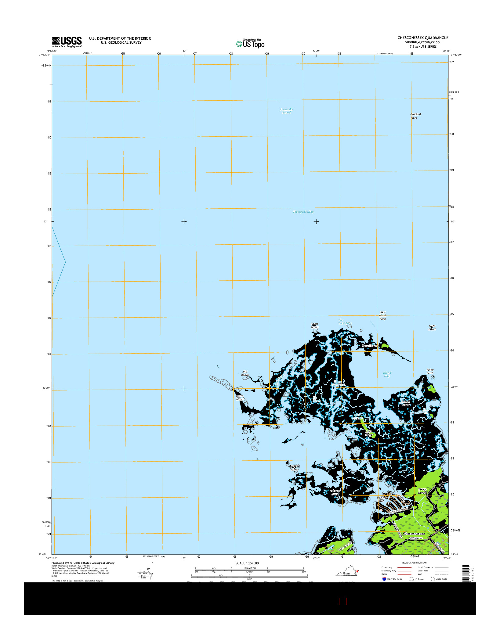 USGS US TOPO 7.5-MINUTE MAP FOR CHESCONESSEX, VA 2016
