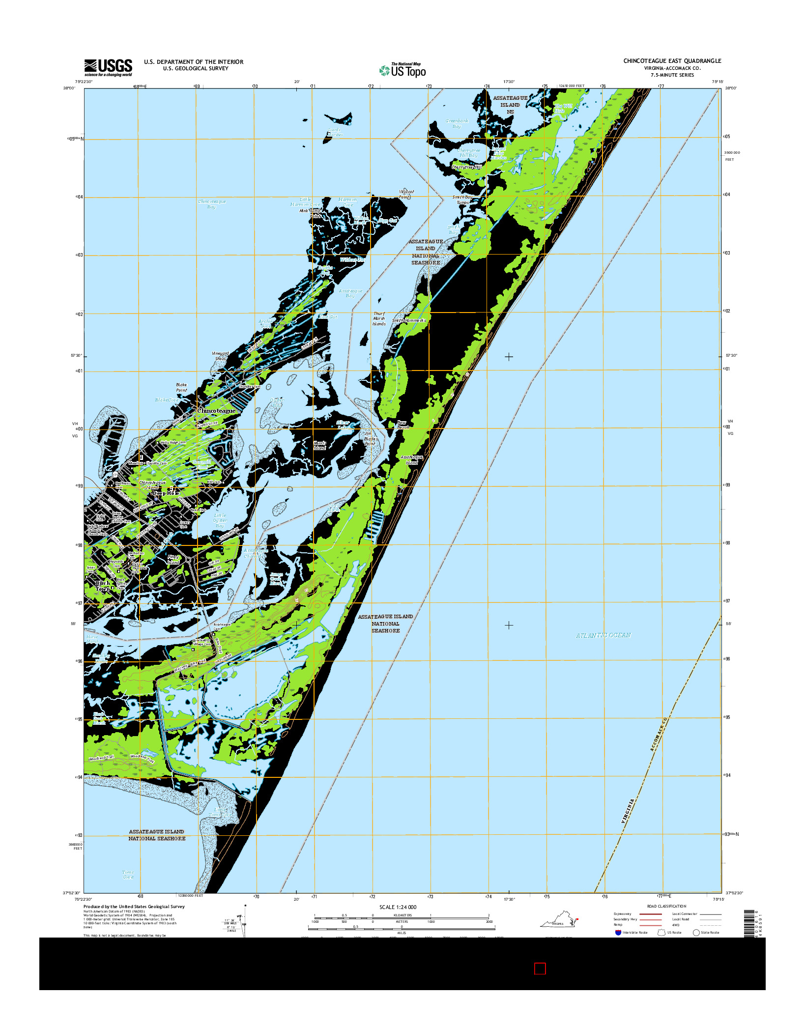 USGS US TOPO 7.5-MINUTE MAP FOR CHINCOTEAGUE EAST, VA 2016