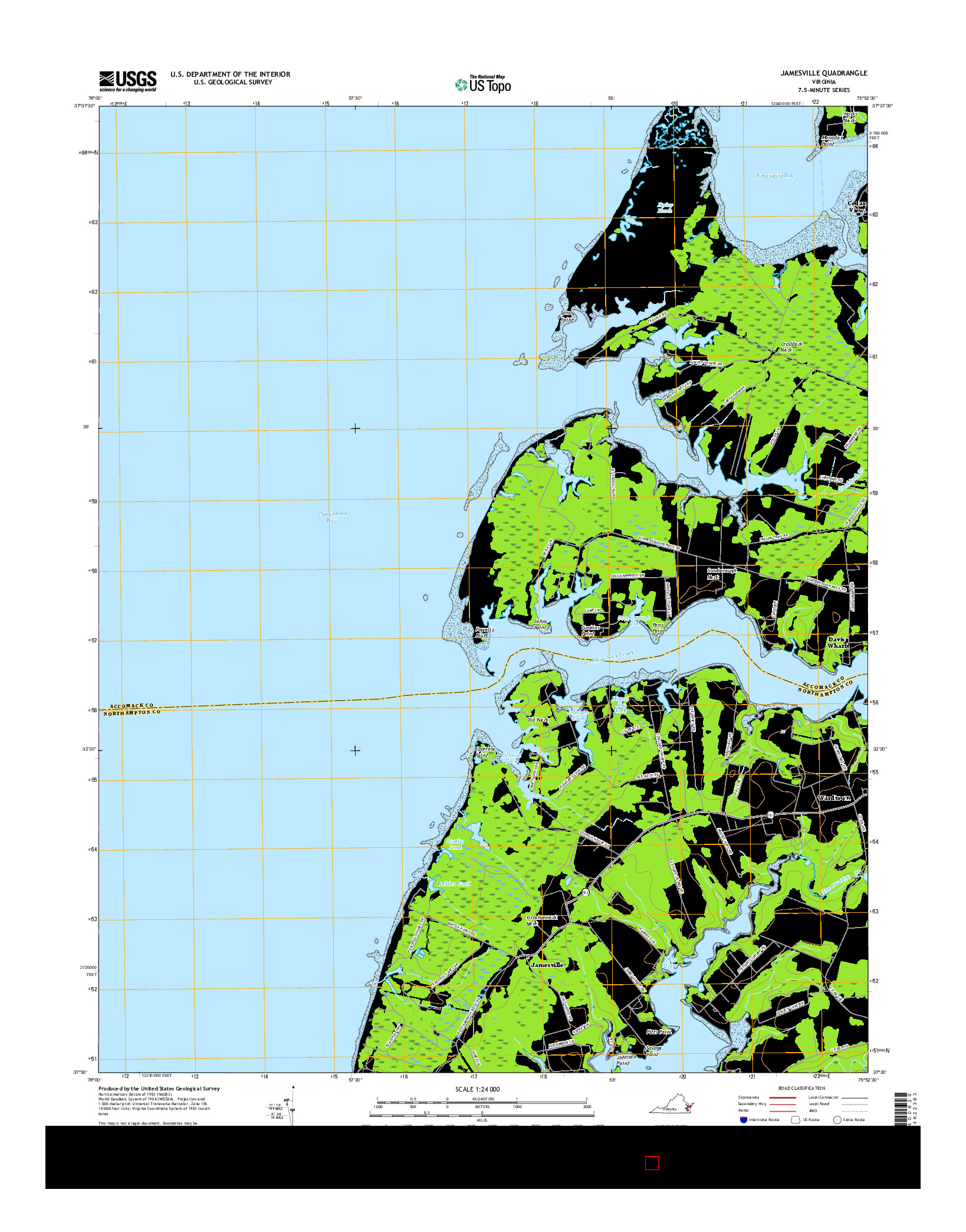 USGS US TOPO 7.5-MINUTE MAP FOR JAMESVILLE, VA 2016