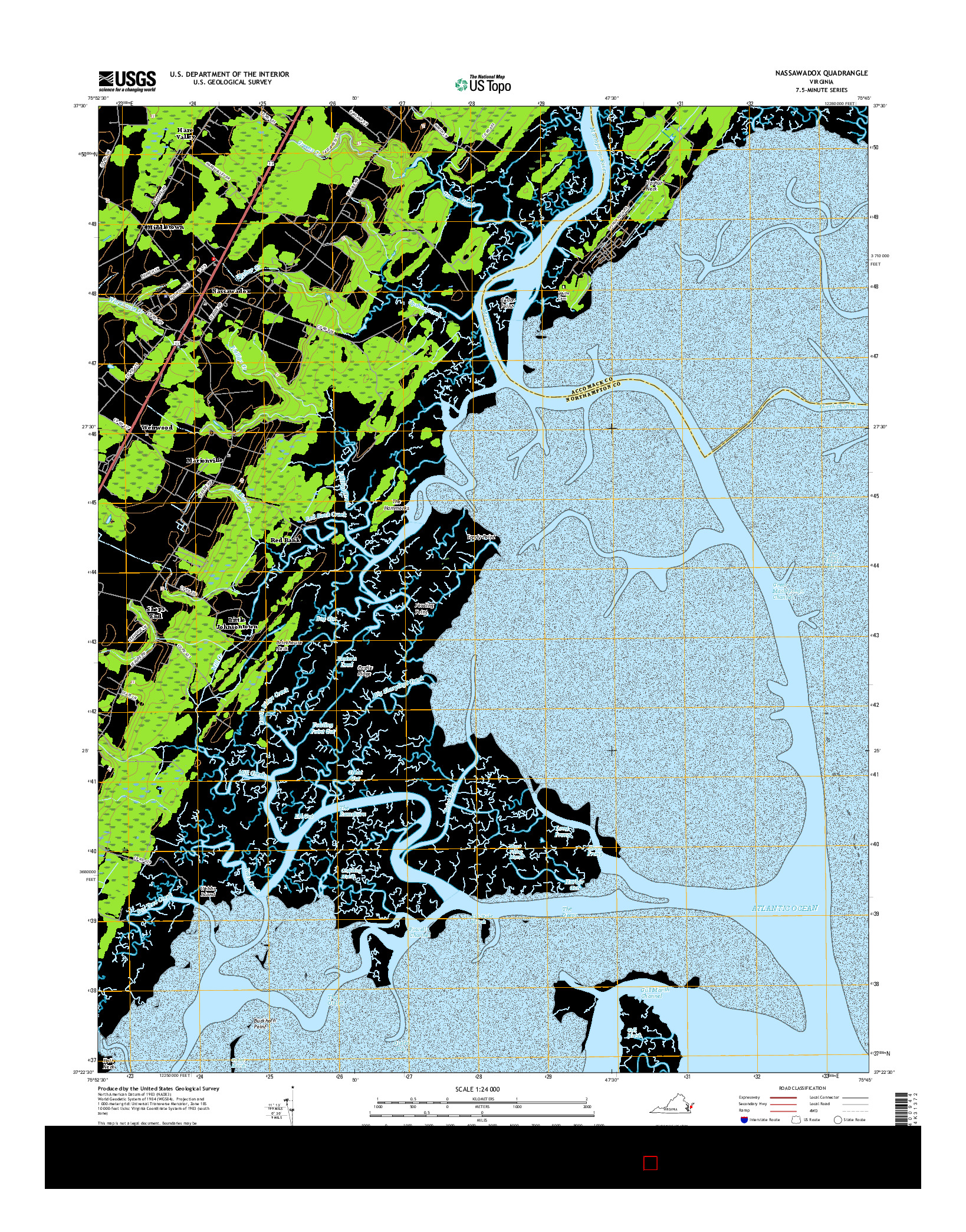 USGS US TOPO 7.5-MINUTE MAP FOR NASSAWADOX, VA 2016