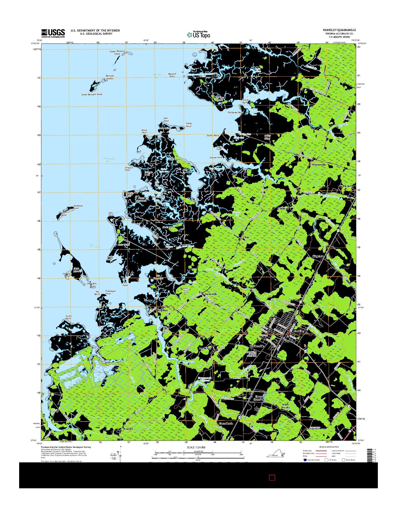 USGS US TOPO 7.5-MINUTE MAP FOR PARKSLEY, VA 2016