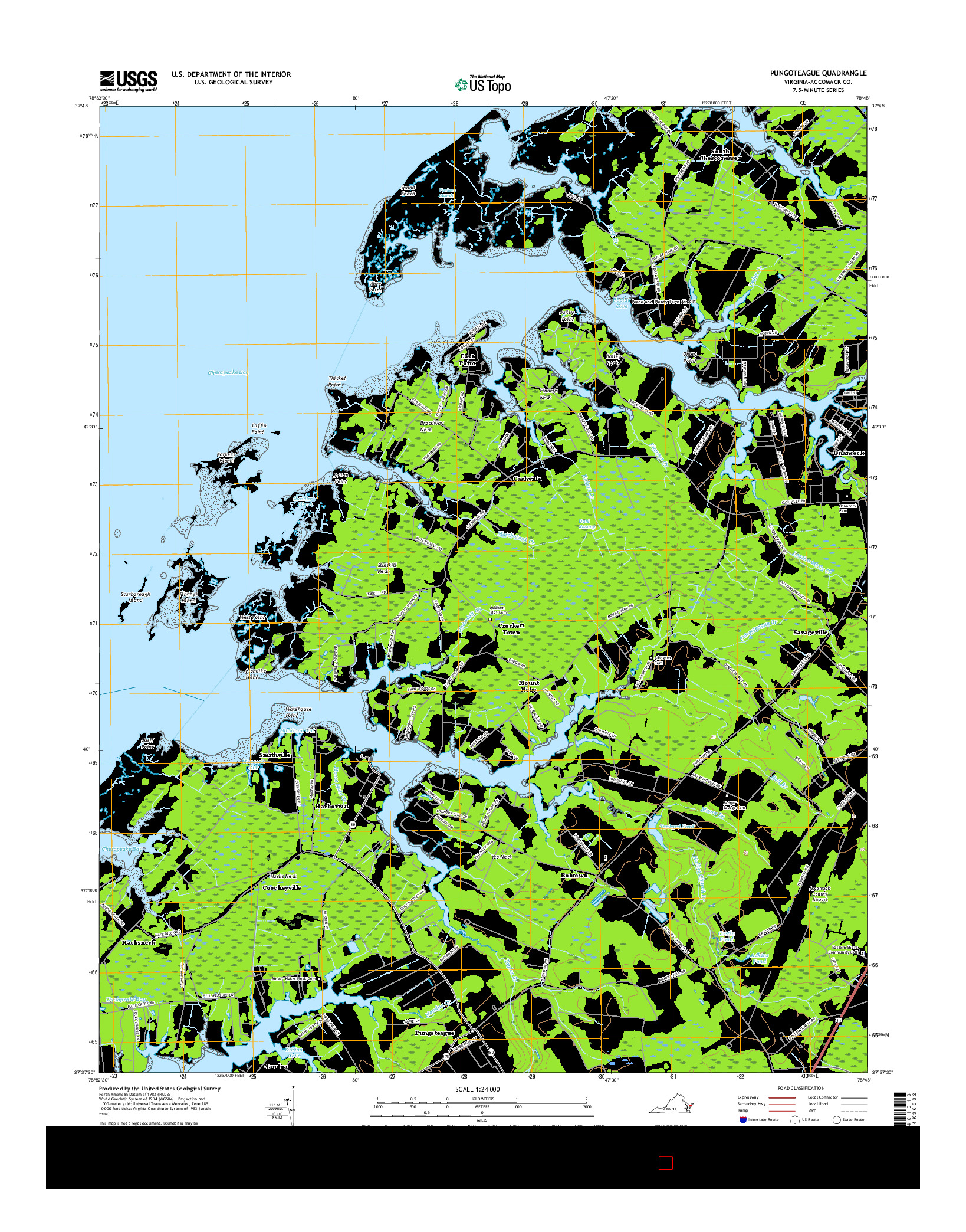 USGS US TOPO 7.5-MINUTE MAP FOR PUNGOTEAGUE, VA 2016