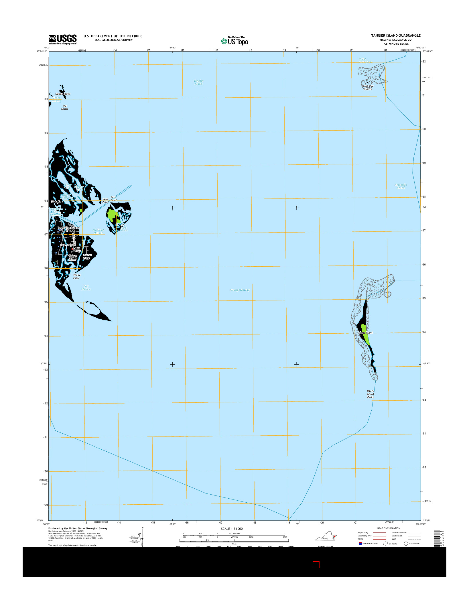USGS US TOPO 7.5-MINUTE MAP FOR TANGIER ISLAND, VA 2016