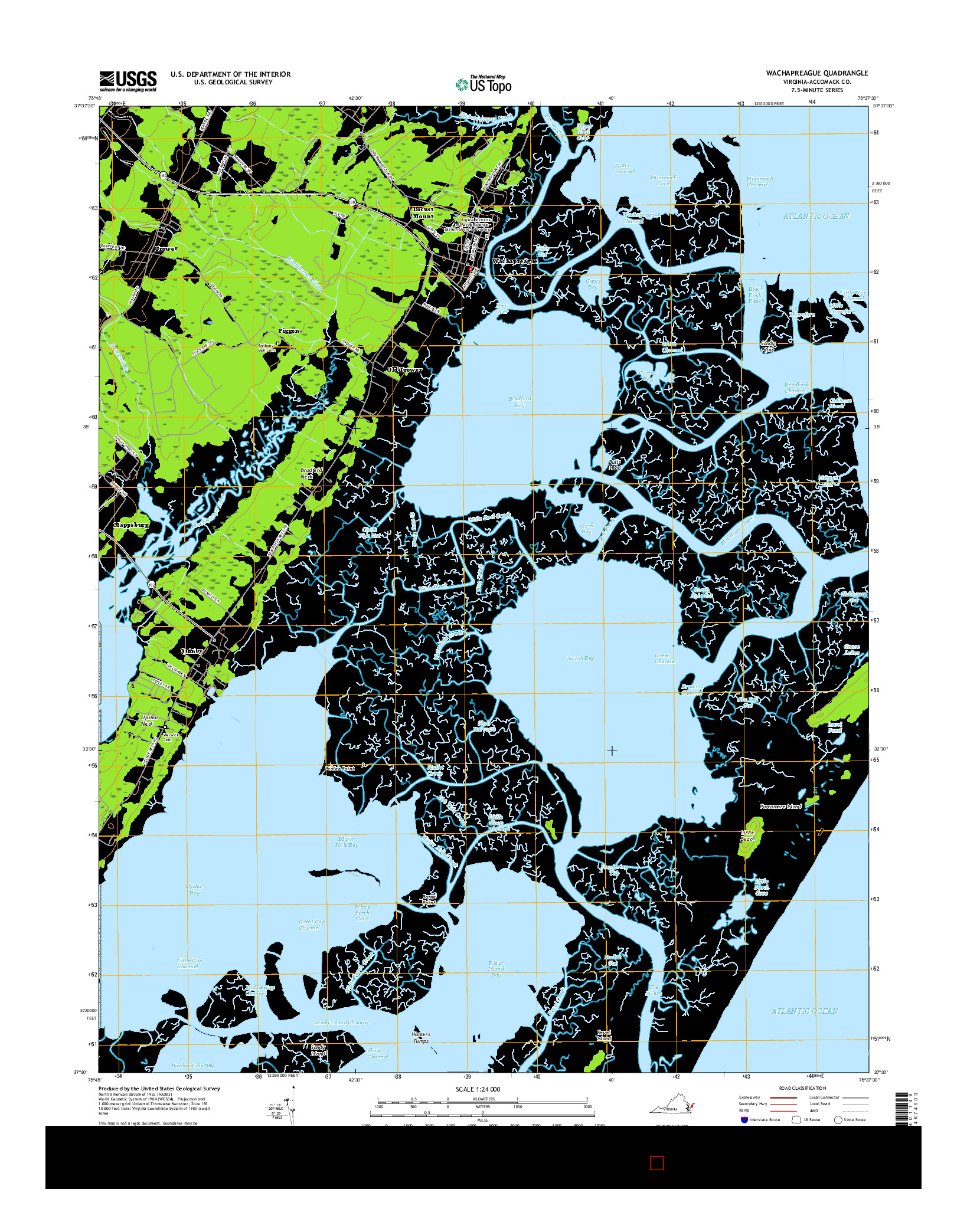 USGS US TOPO 7.5-MINUTE MAP FOR WACHAPREAGUE, VA 2016