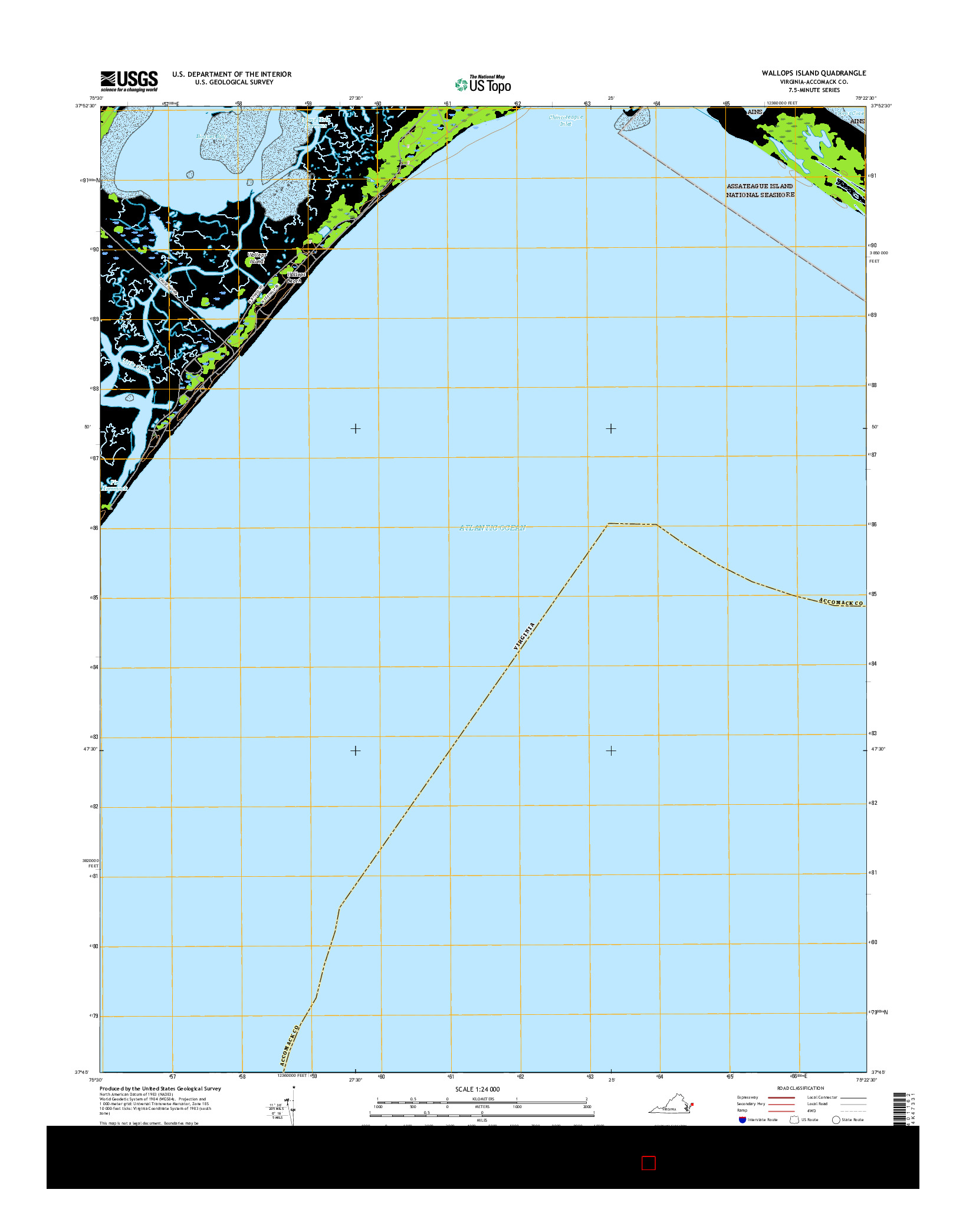 USGS US TOPO 7.5-MINUTE MAP FOR WALLOPS ISLAND, VA 2016