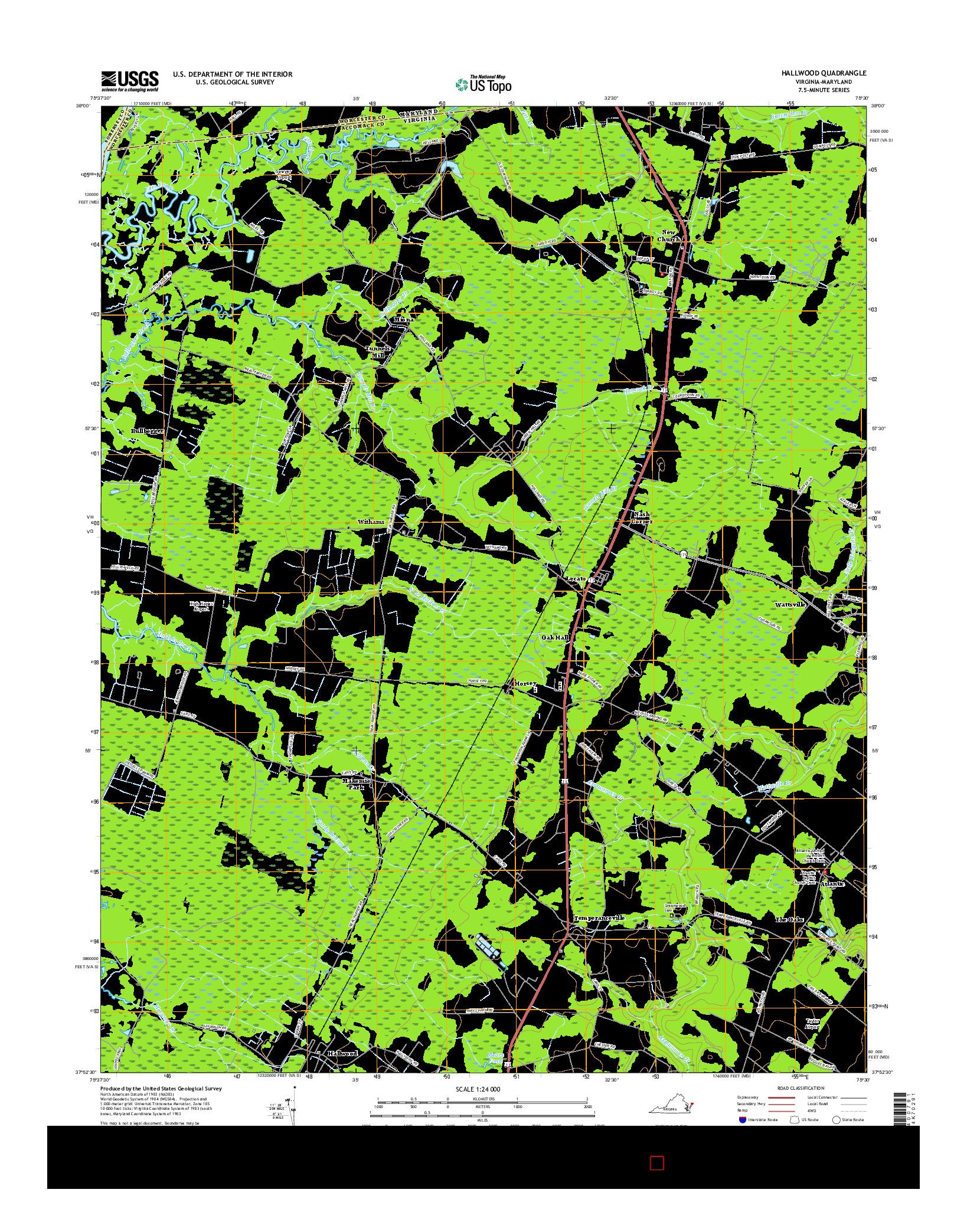 USGS US TOPO 7.5-MINUTE MAP FOR HALLWOOD, VA-MD 2016
