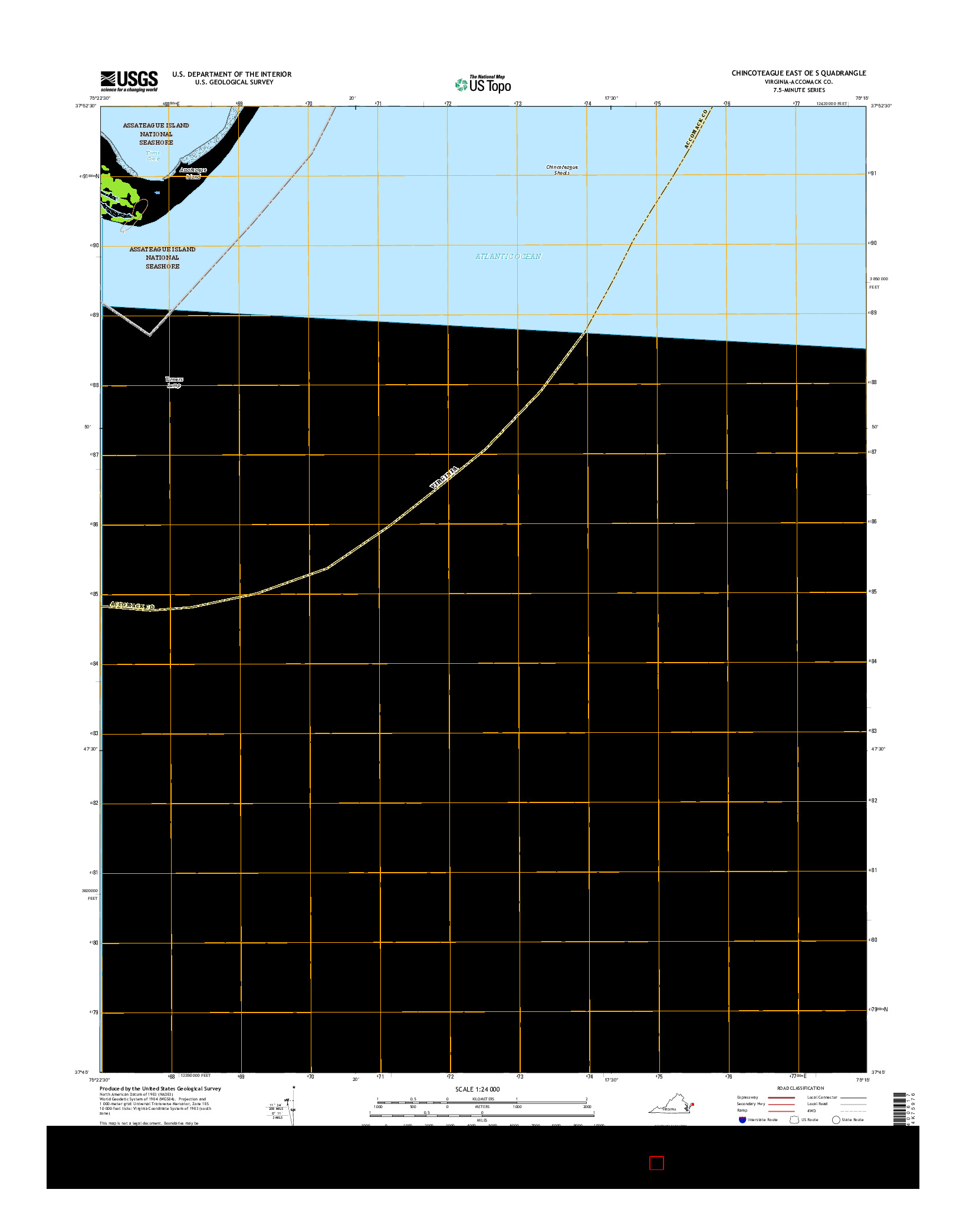 USGS US TOPO 7.5-MINUTE MAP FOR CHINCOTEAGUE EAST OE S, VA 2016