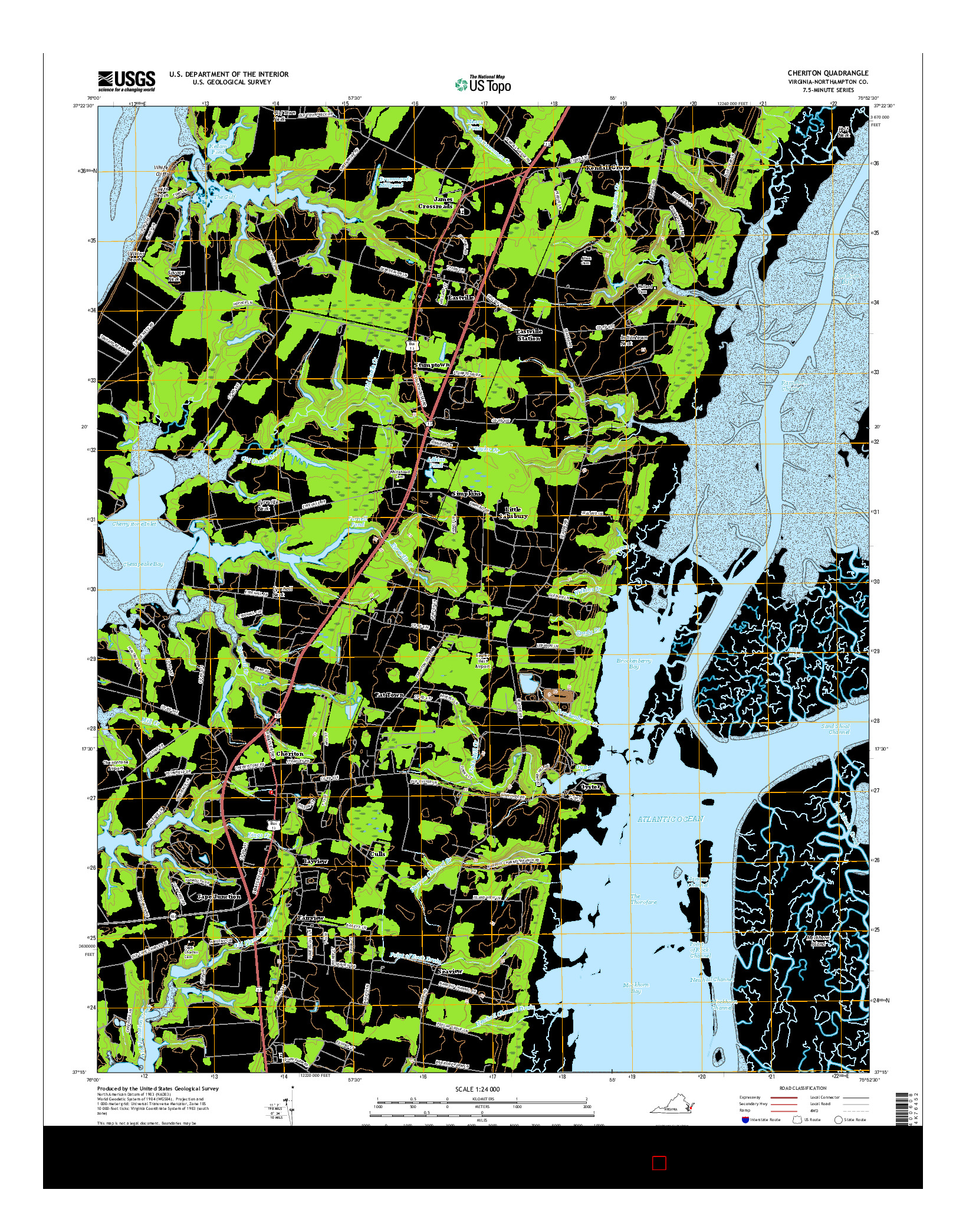 USGS US TOPO 7.5-MINUTE MAP FOR CHERITON, VA 2016