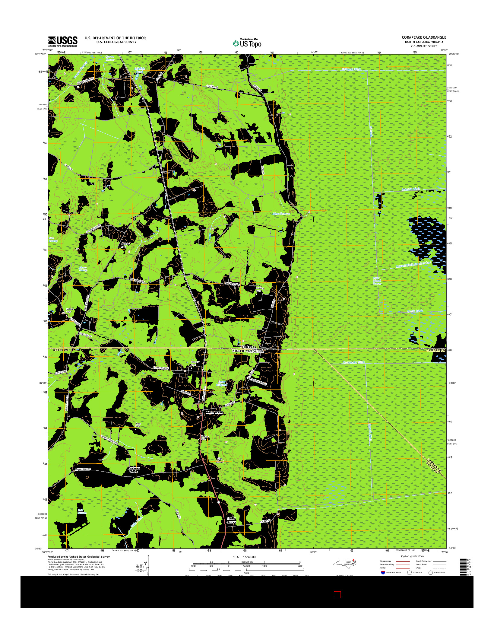 USGS US TOPO 7.5-MINUTE MAP FOR CORAPEAKE, NC-VA 2016