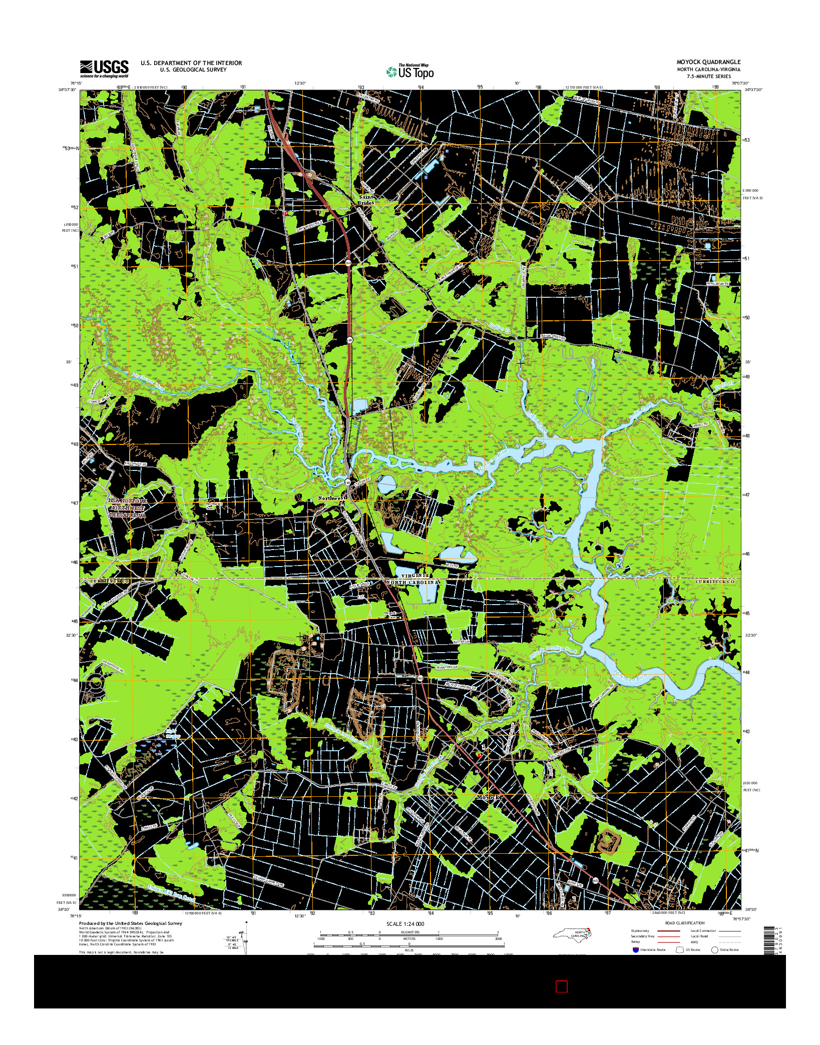 USGS US TOPO 7.5-MINUTE MAP FOR MOYOCK, NC-VA 2016