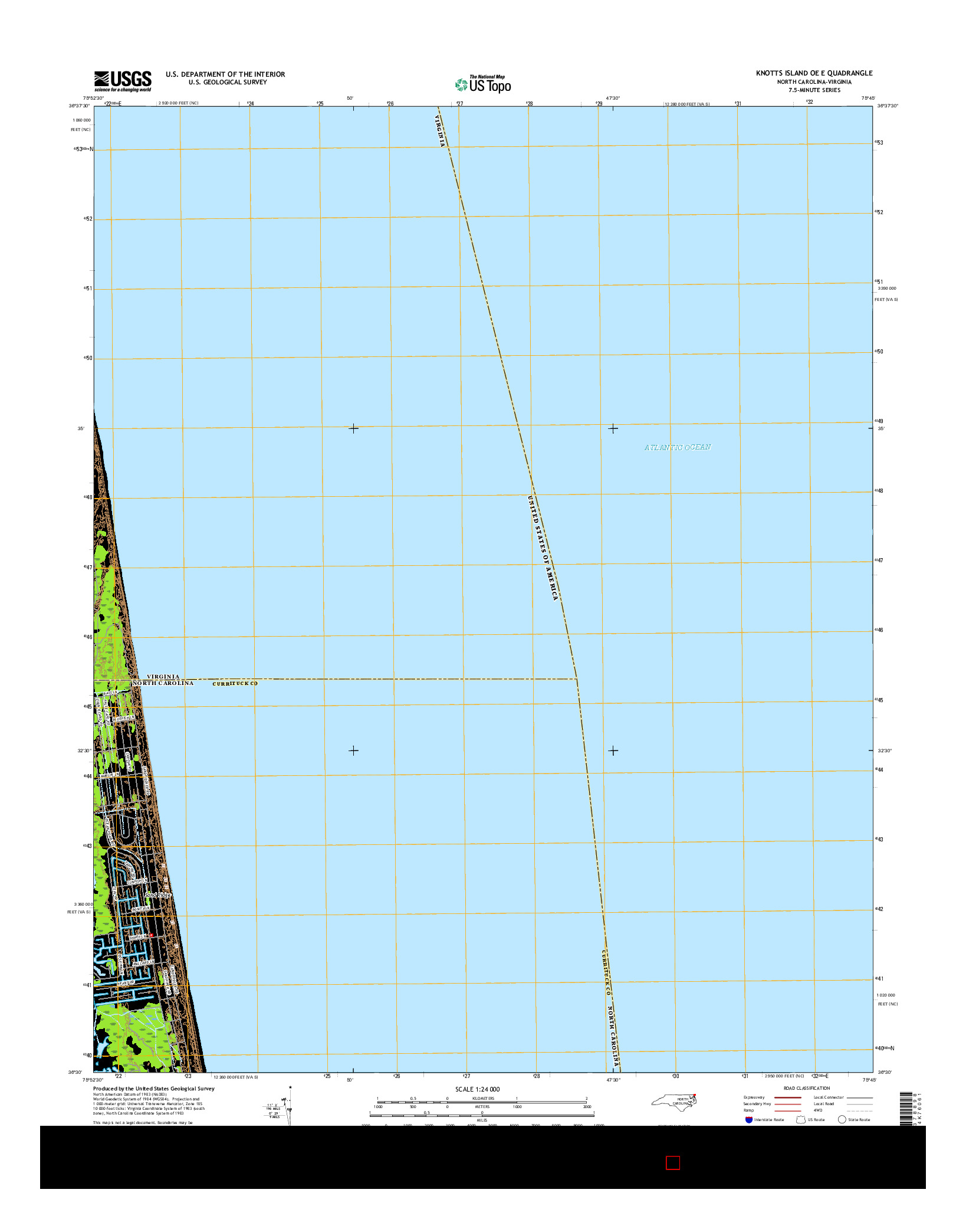 USGS US TOPO 7.5-MINUTE MAP FOR KNOTTS ISLAND OE E, NC-VA 2016