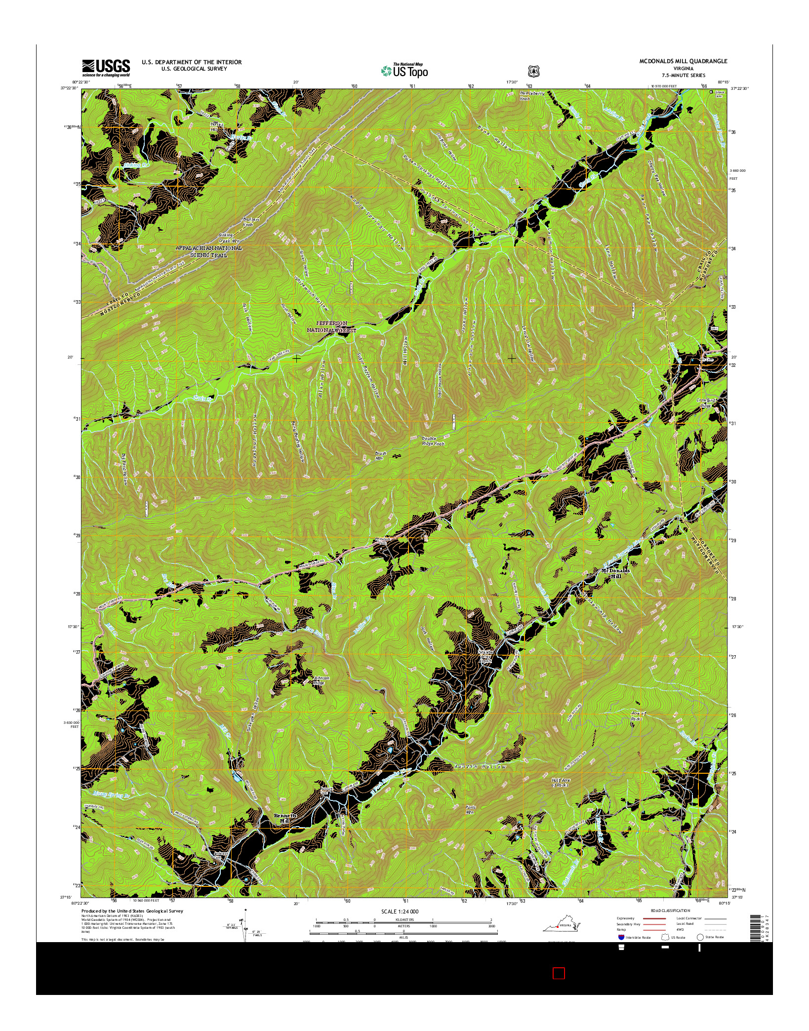 USGS US TOPO 7.5-MINUTE MAP FOR MCDONALDS MILL, VA 2016