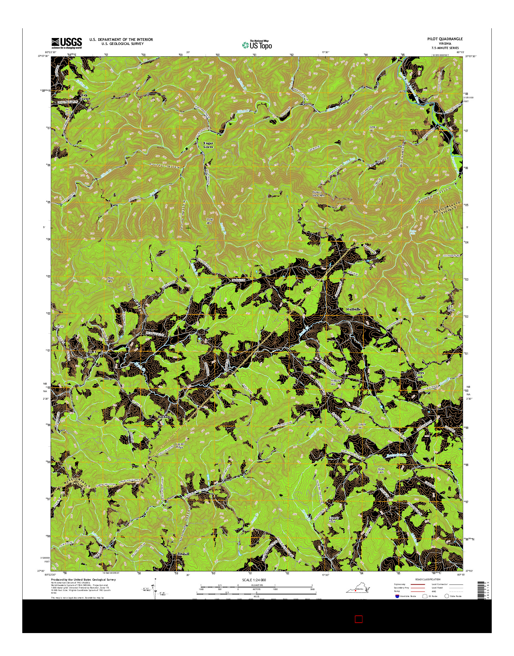 USGS US TOPO 7.5-MINUTE MAP FOR PILOT, VA 2016