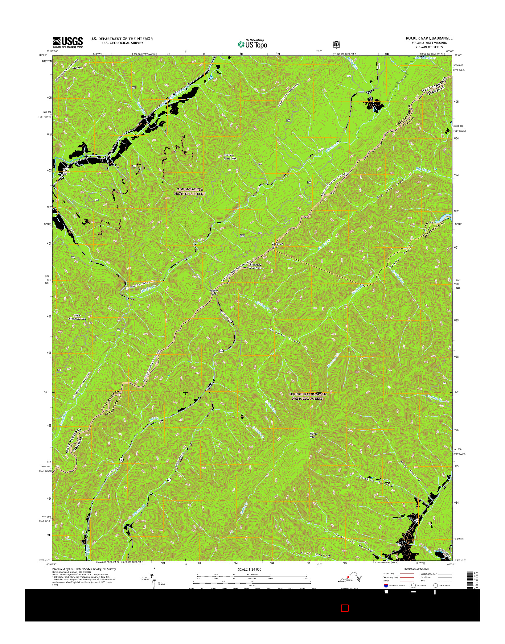 USGS US TOPO 7.5-MINUTE MAP FOR RUCKER GAP, VA-WV 2016