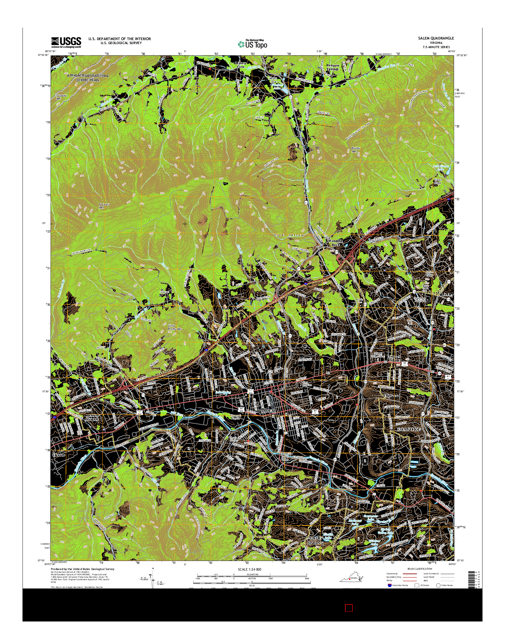 USGS US TOPO 7.5-MINUTE MAP FOR SALEM, VA 2016