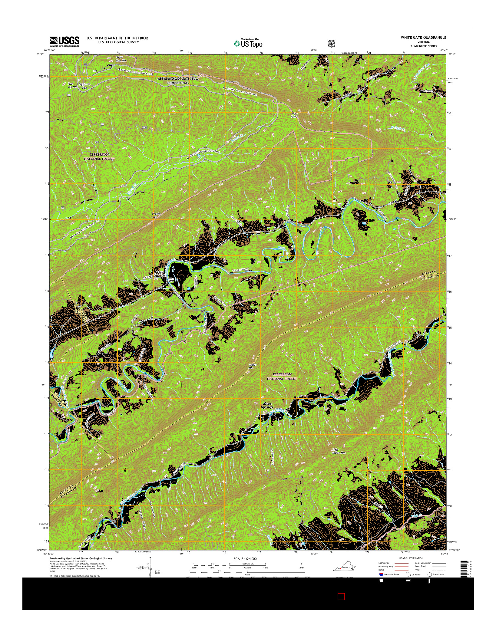 USGS US TOPO 7.5-MINUTE MAP FOR WHITE GATE, VA 2016