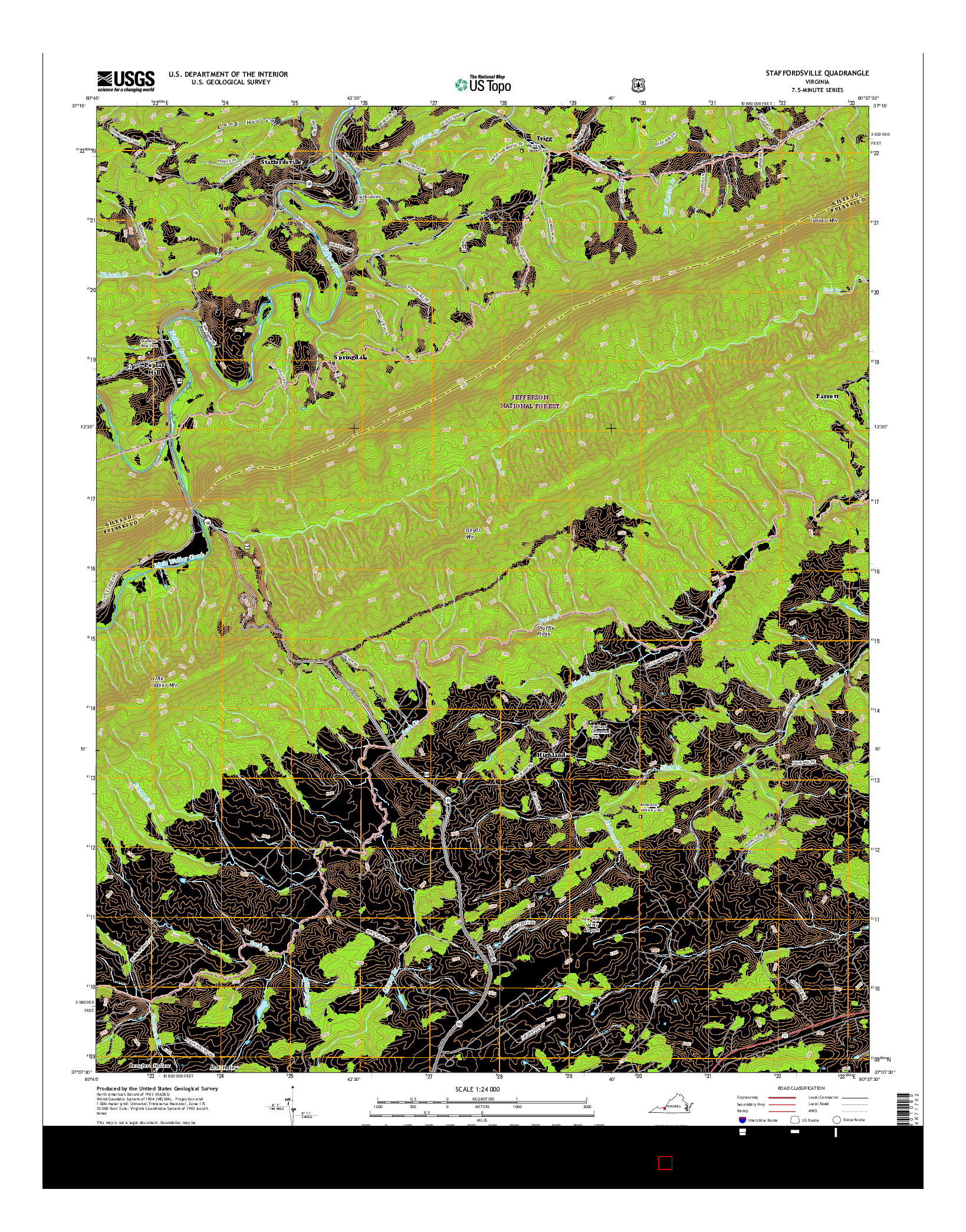 USGS US TOPO 7.5-MINUTE MAP FOR STAFFORDSVILLE, VA 2016