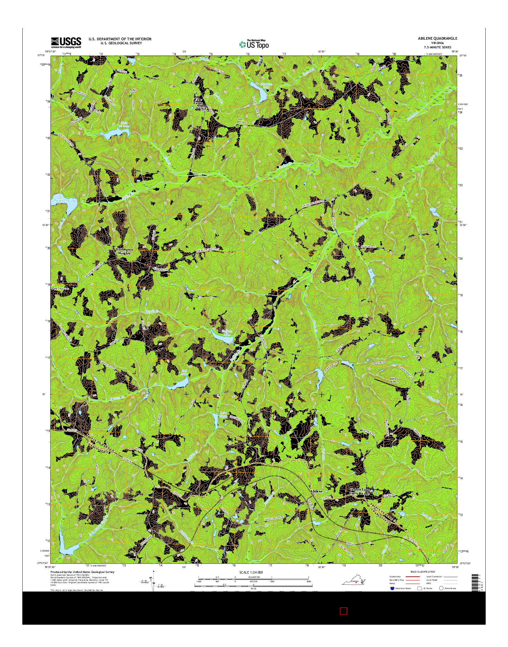 USGS US TOPO 7.5-MINUTE MAP FOR ABILENE, VA 2016