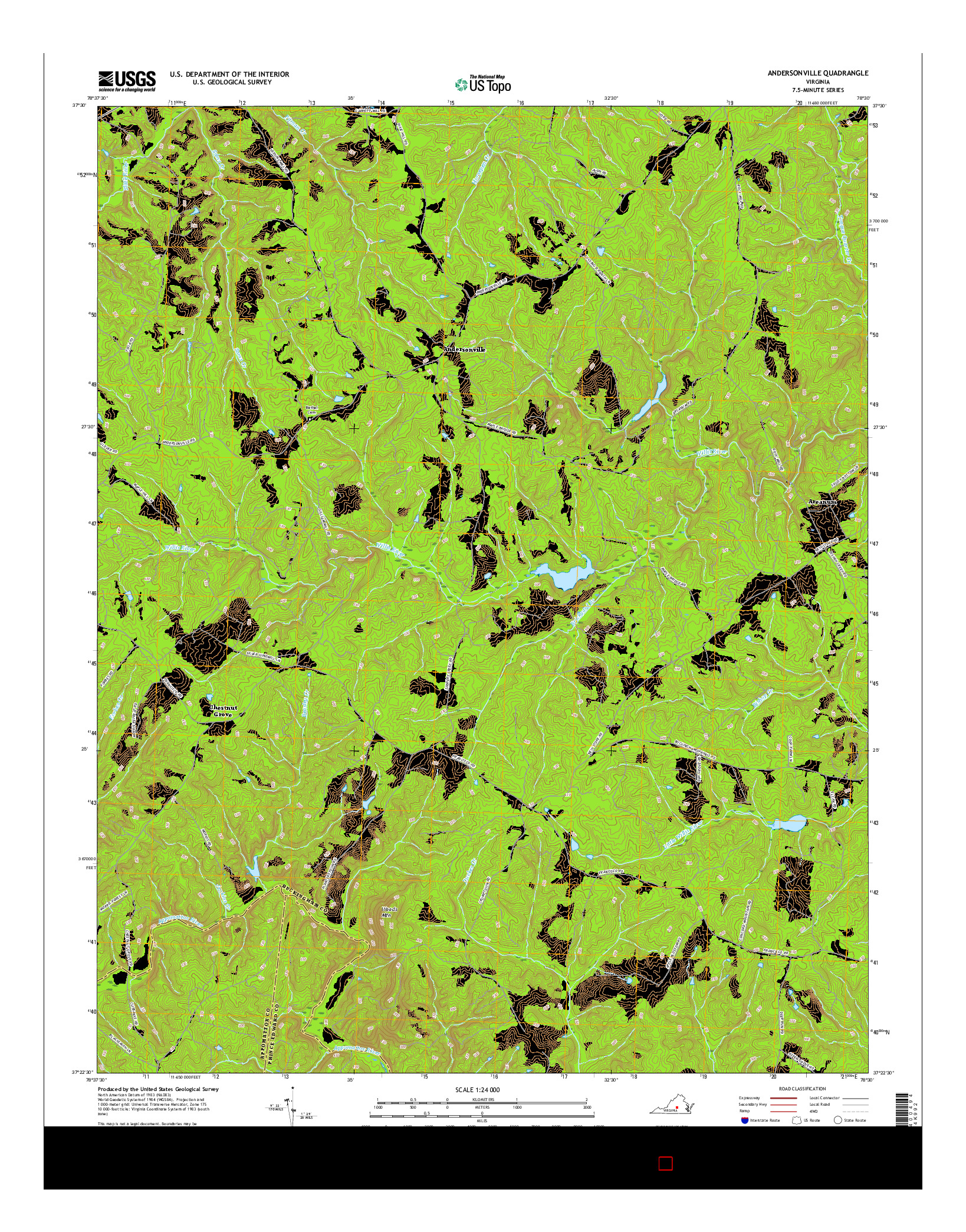 USGS US TOPO 7.5-MINUTE MAP FOR ANDERSONVILLE, VA 2016