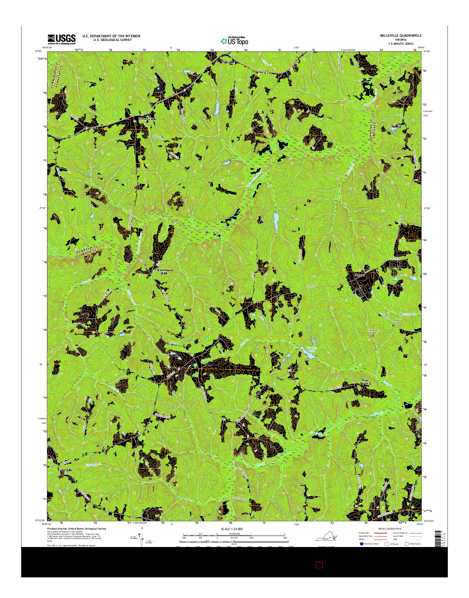 USGS US TOPO 7.5-MINUTE MAP FOR BALLSVILLE, VA 2016