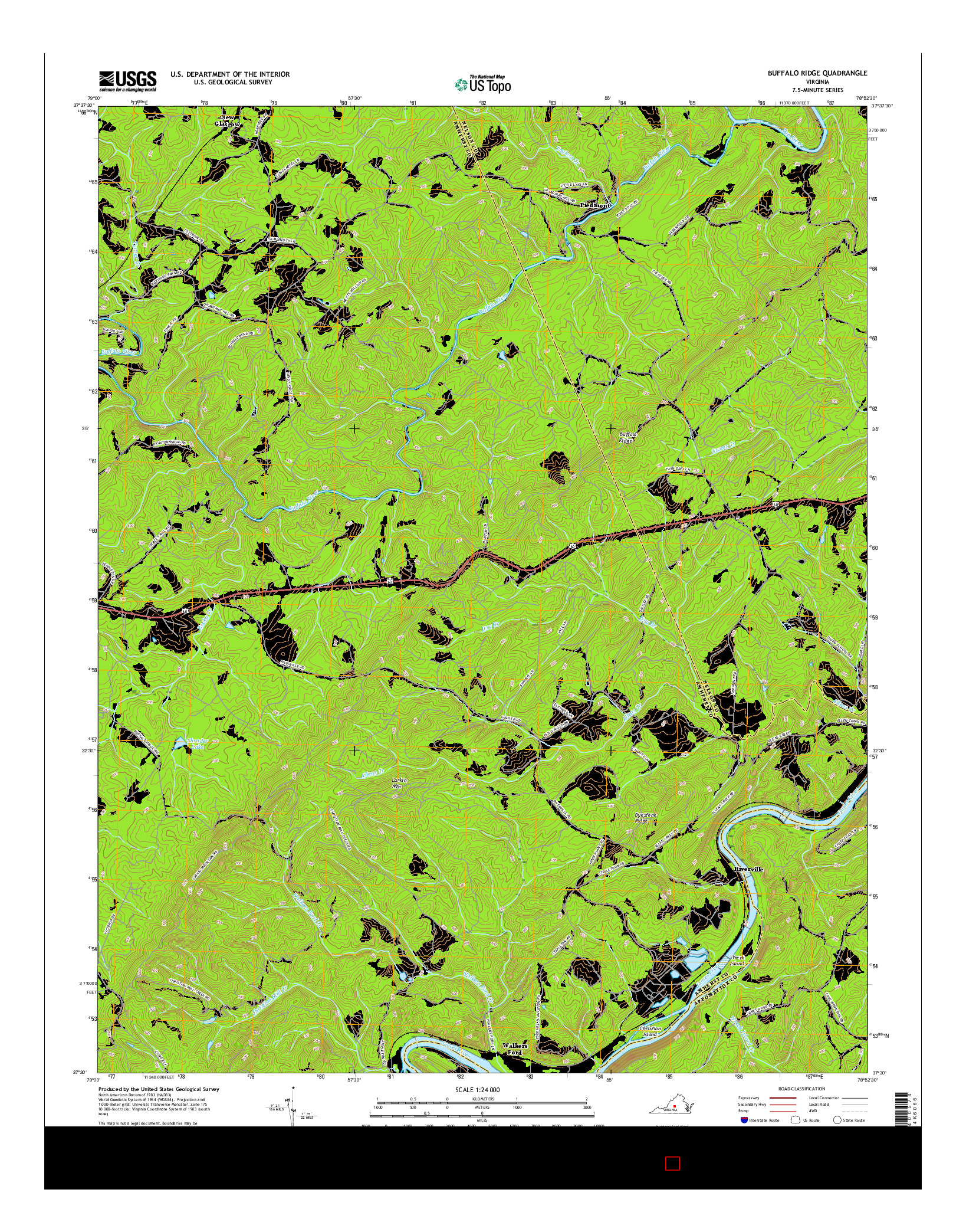 USGS US TOPO 7.5-MINUTE MAP FOR BUFFALO RIDGE, VA 2016