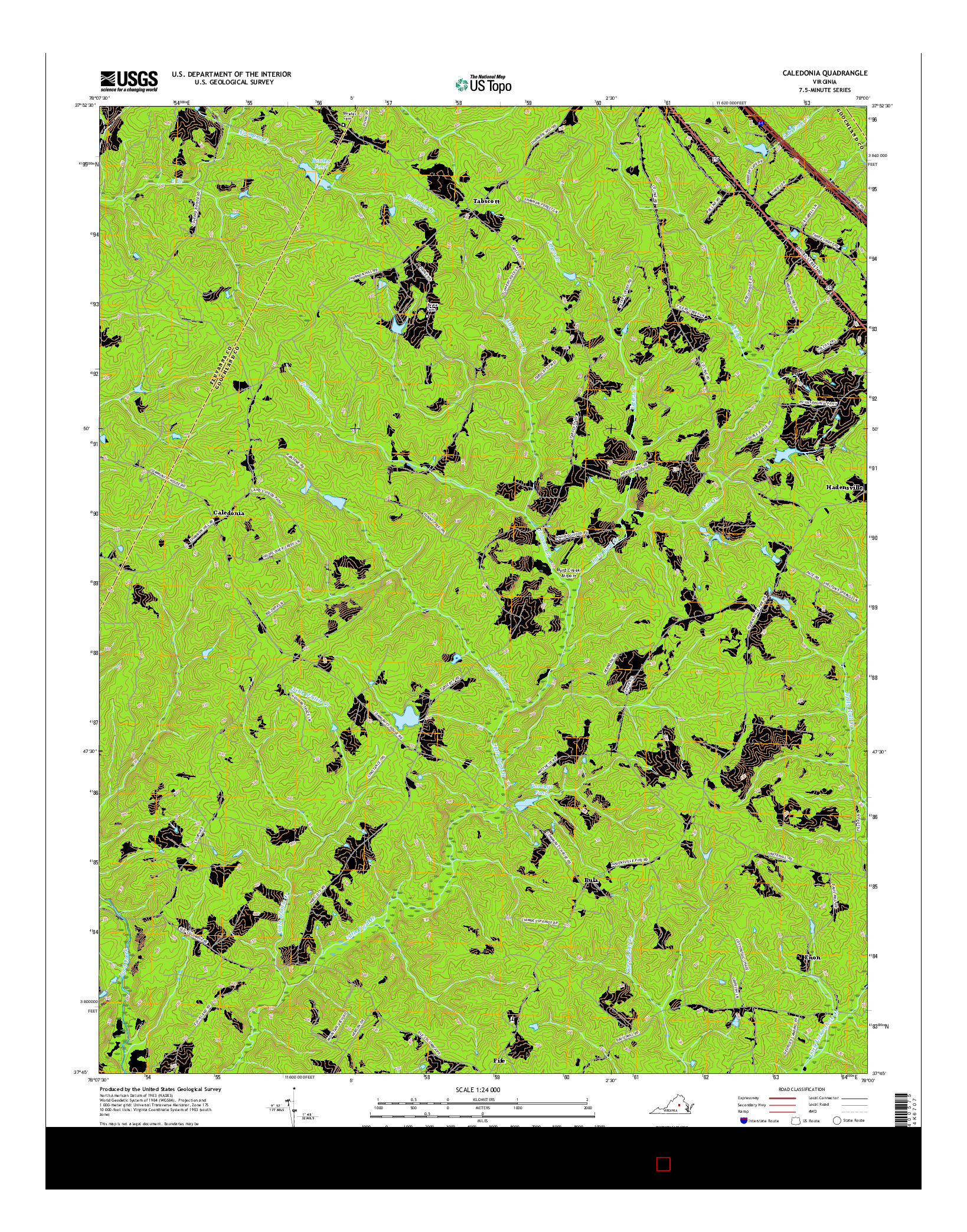 USGS US TOPO 7.5-MINUTE MAP FOR CALEDONIA, VA 2016