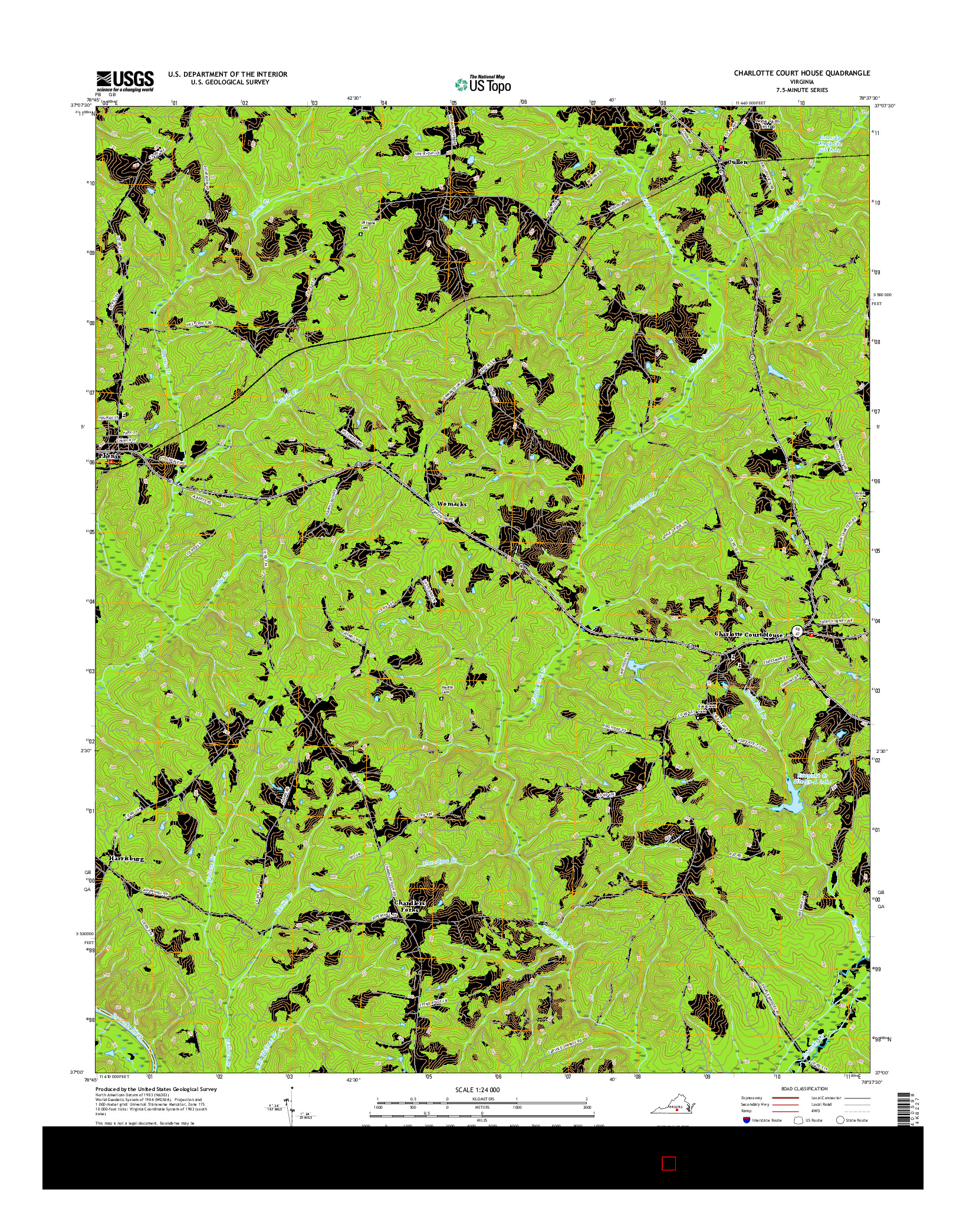 USGS US TOPO 7.5-MINUTE MAP FOR CHARLOTTE COURT HOUSE, VA 2016