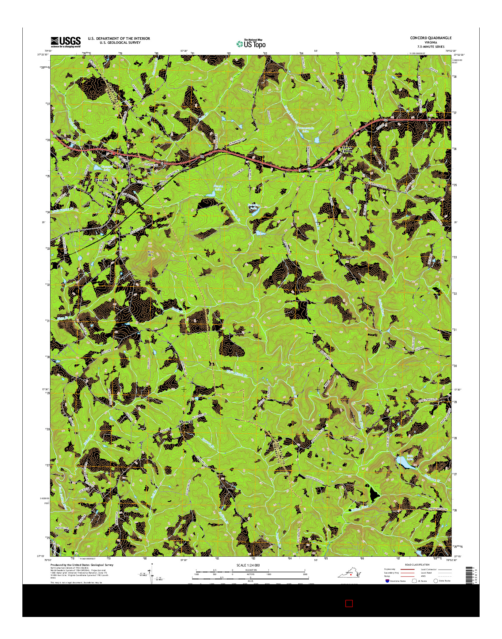 USGS US TOPO 7.5-MINUTE MAP FOR CONCORD, VA 2016