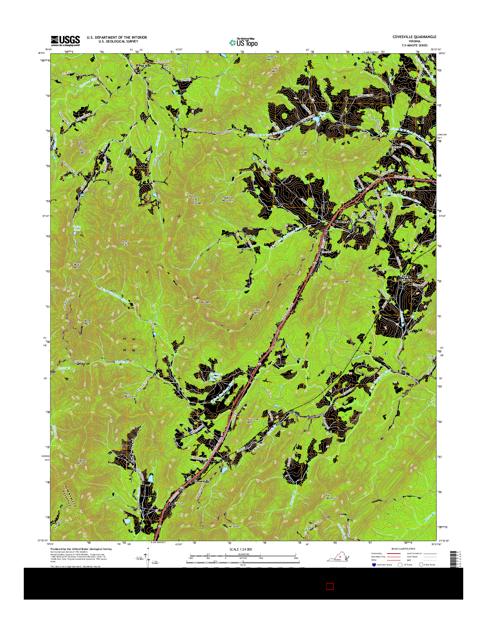 USGS US TOPO 7.5-MINUTE MAP FOR COVESVILLE, VA 2016