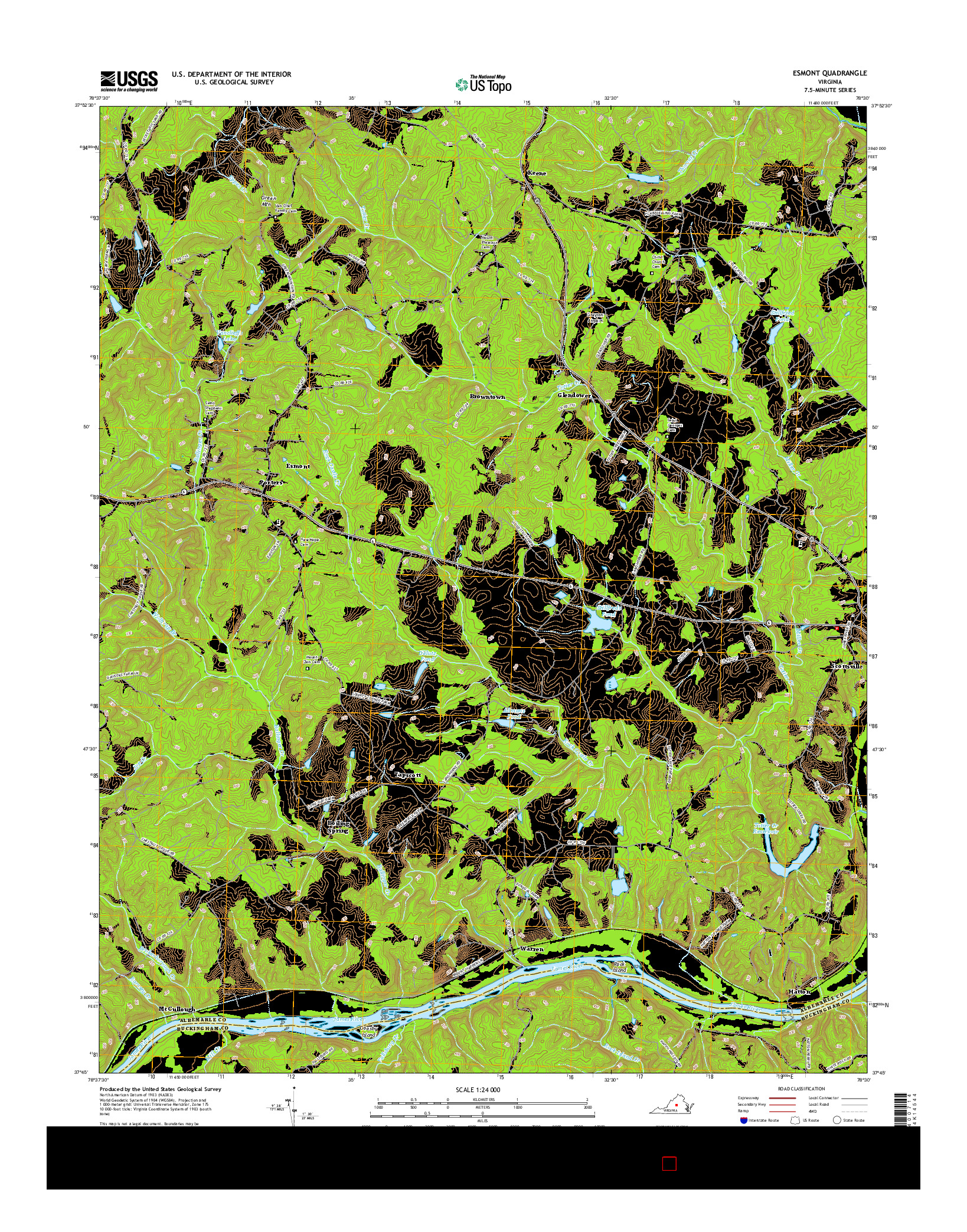 USGS US TOPO 7.5-MINUTE MAP FOR ESMONT, VA 2016