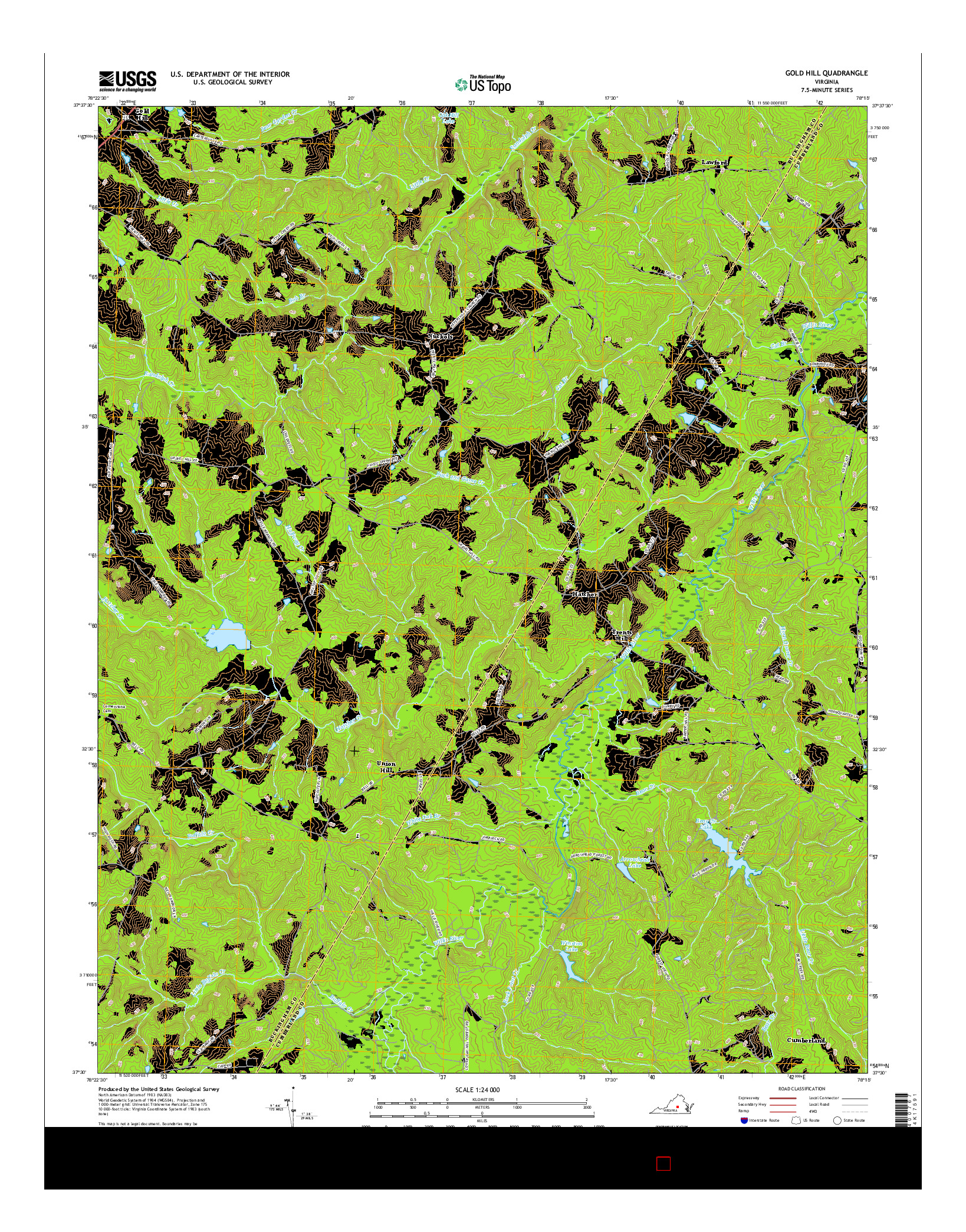 USGS US TOPO 7.5-MINUTE MAP FOR GOLD HILL, VA 2016