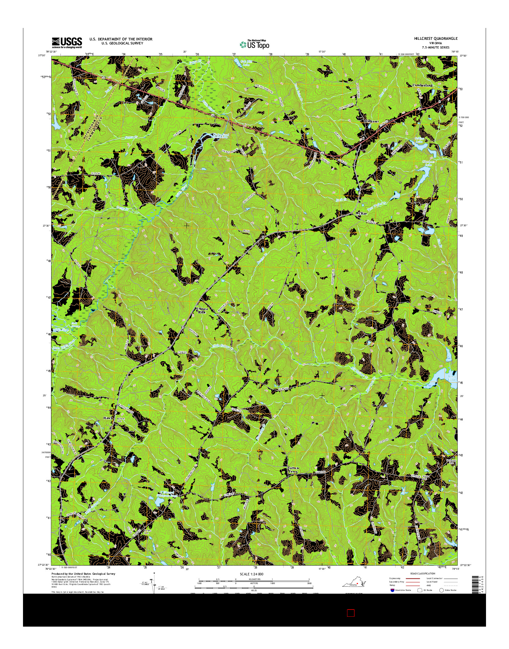 USGS US TOPO 7.5-MINUTE MAP FOR HILLCREST, VA 2016