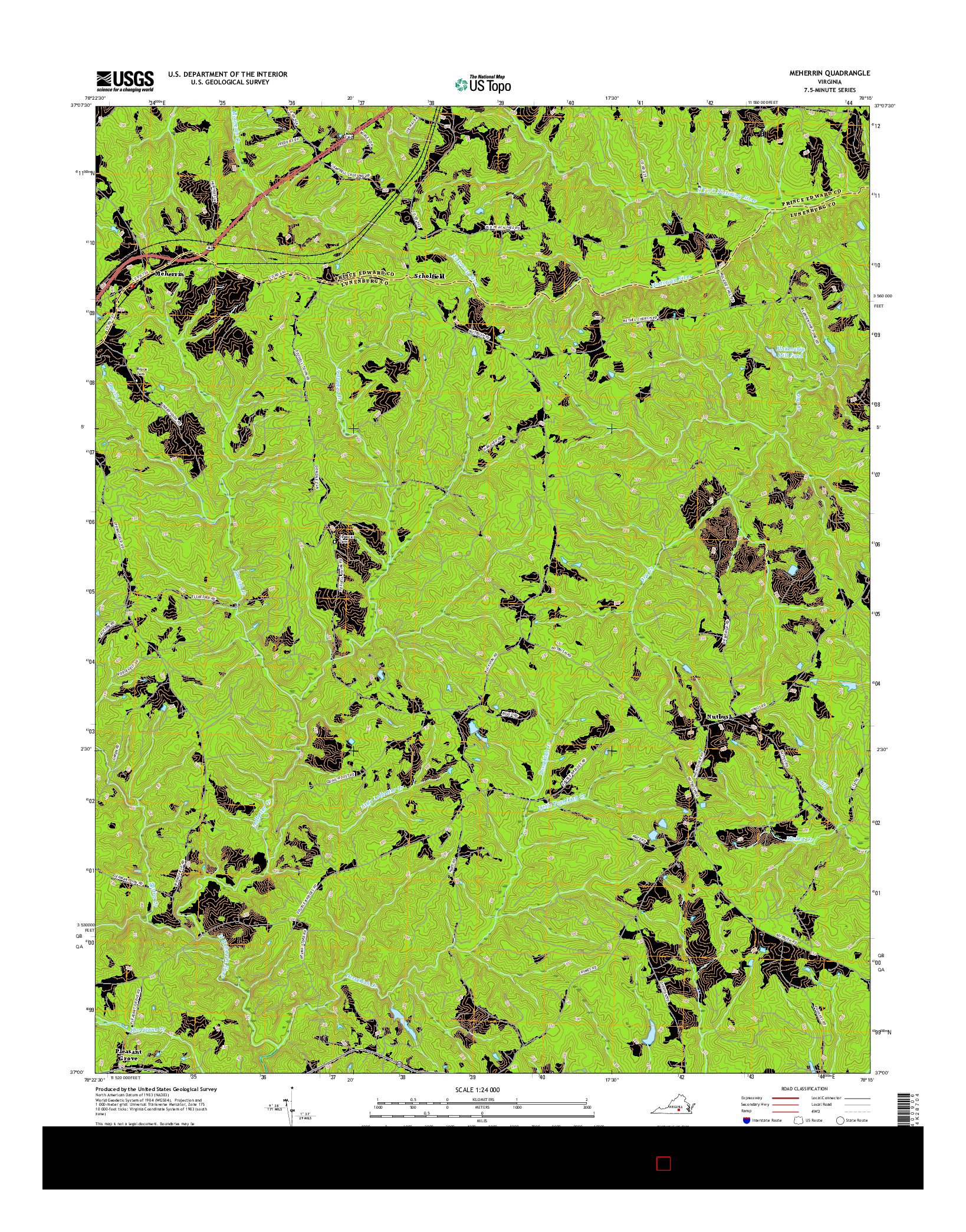 USGS US TOPO 7.5-MINUTE MAP FOR MEHERRIN, VA 2016