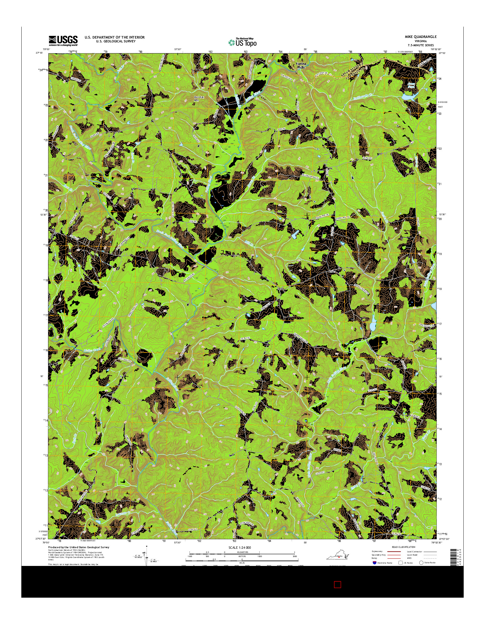 USGS US TOPO 7.5-MINUTE MAP FOR MIKE, VA 2016