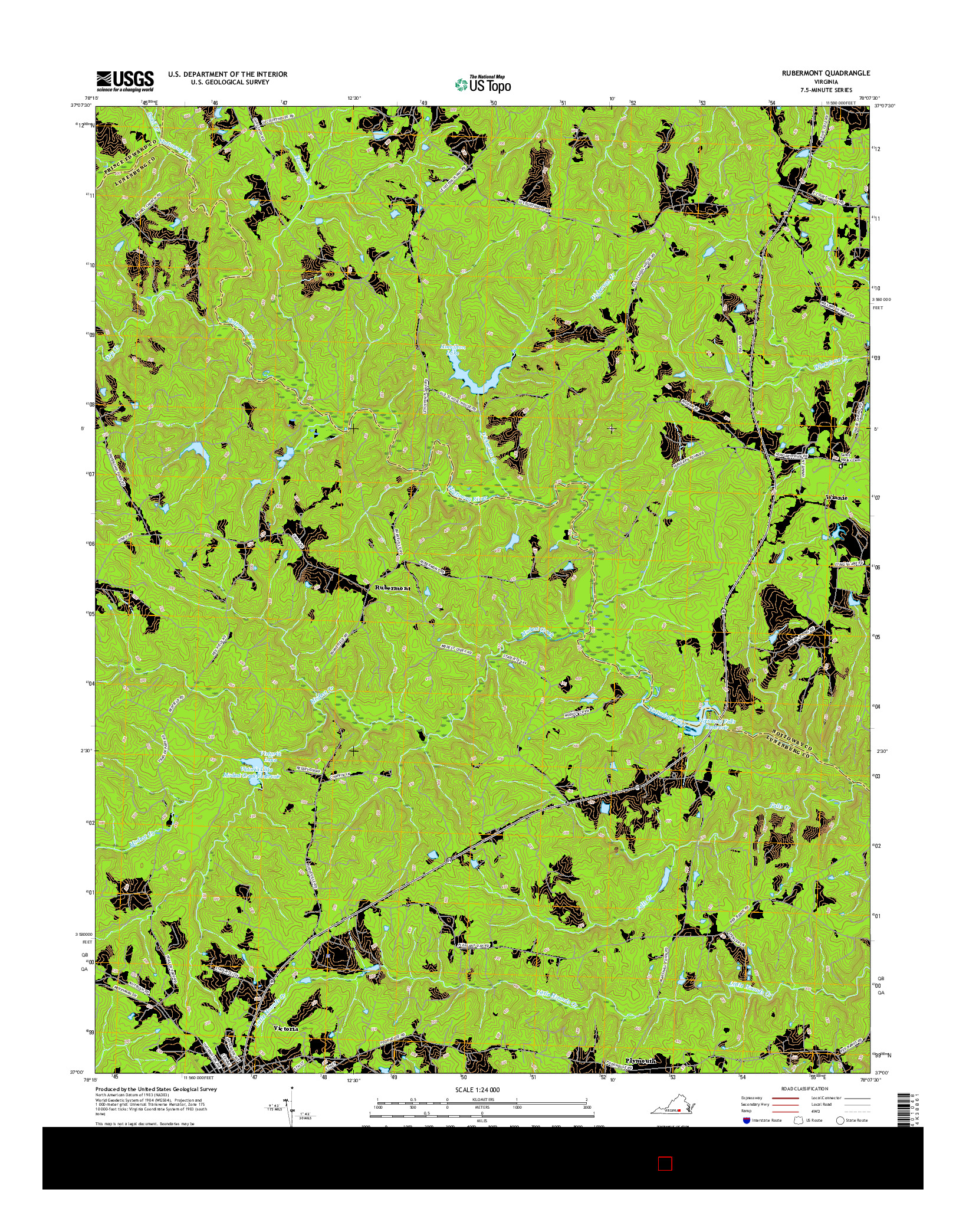 USGS US TOPO 7.5-MINUTE MAP FOR RUBERMONT, VA 2016