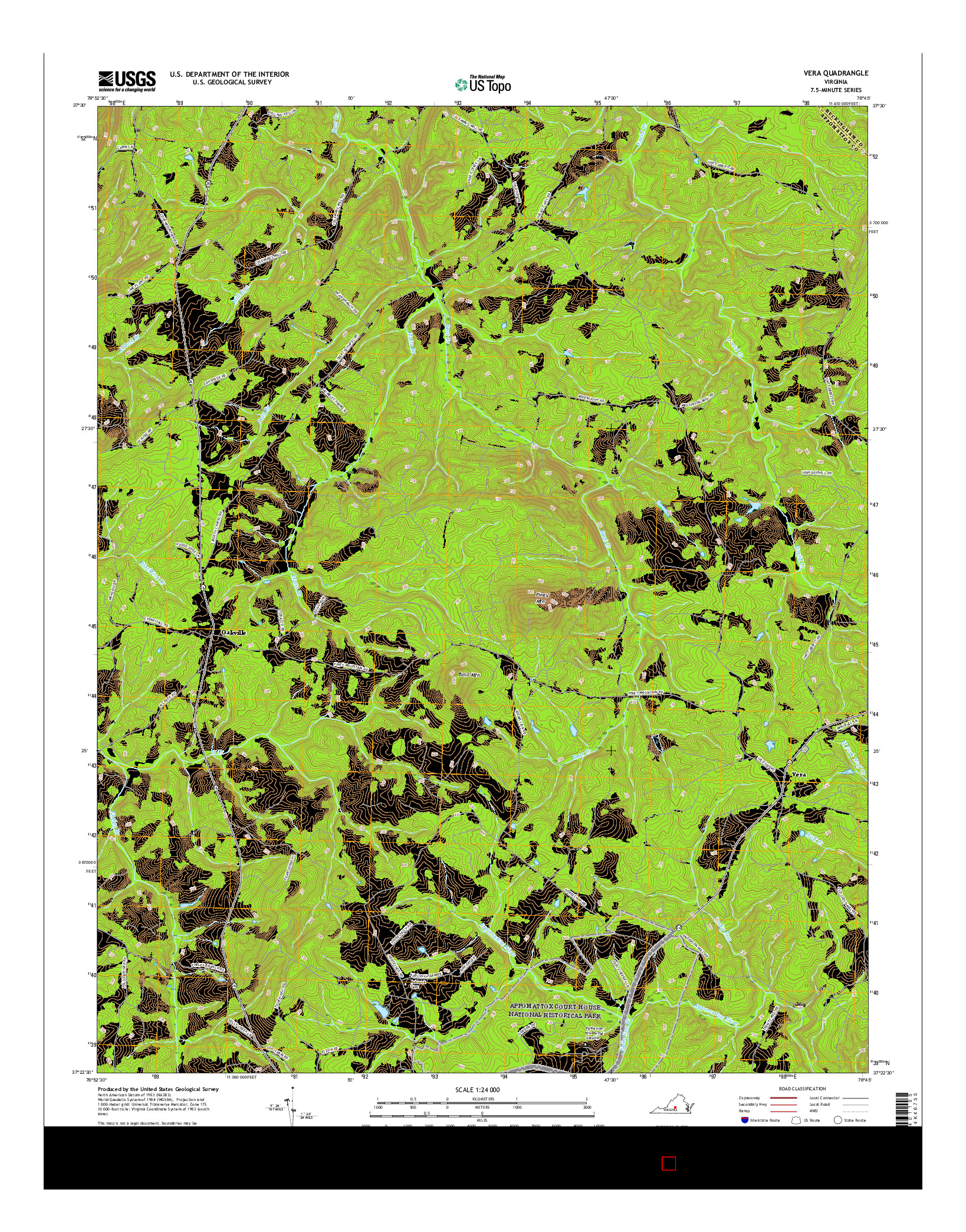 USGS US TOPO 7.5-MINUTE MAP FOR VERA, VA 2016