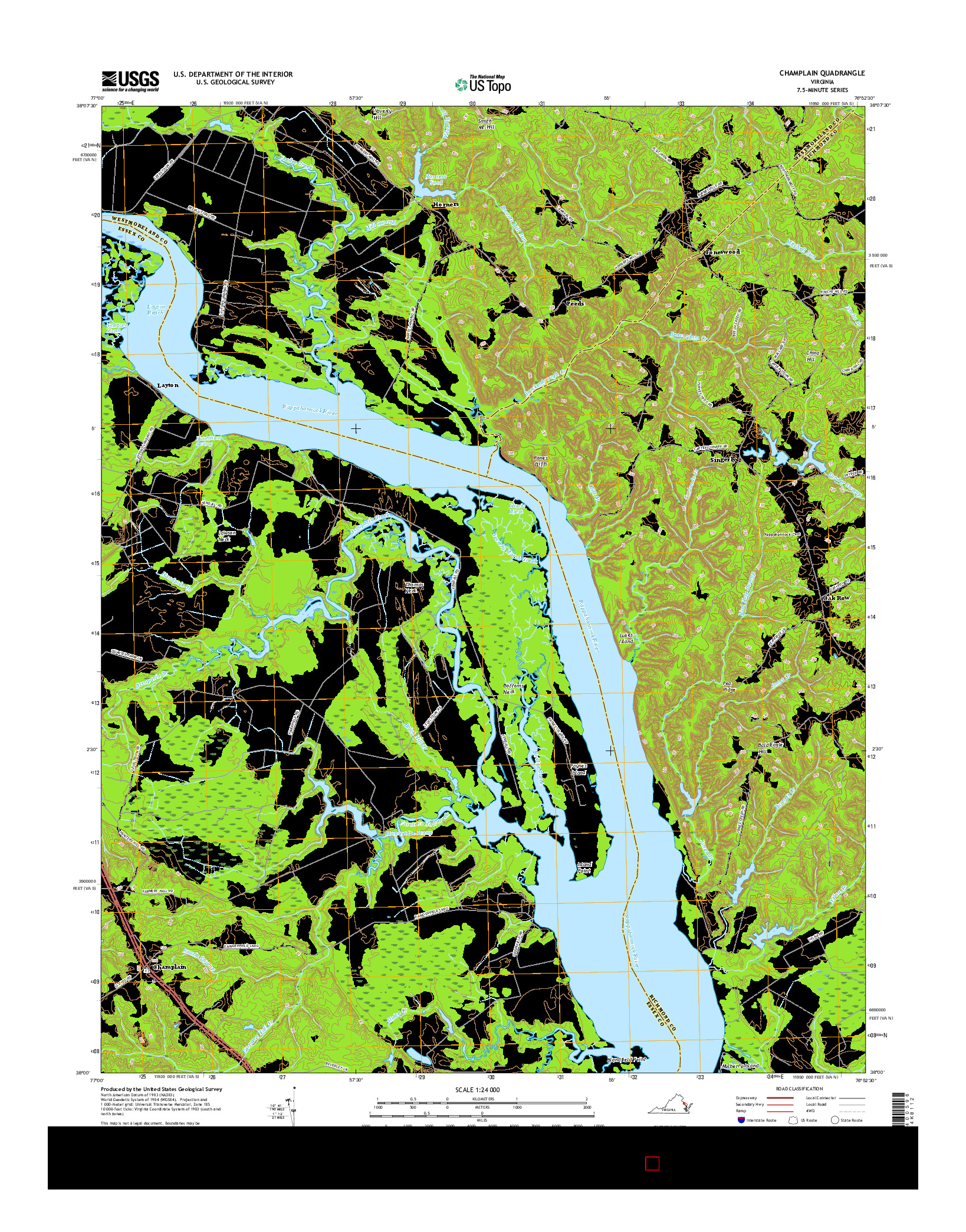 USGS US TOPO 7.5-MINUTE MAP FOR CHAMPLAIN, VA 2016