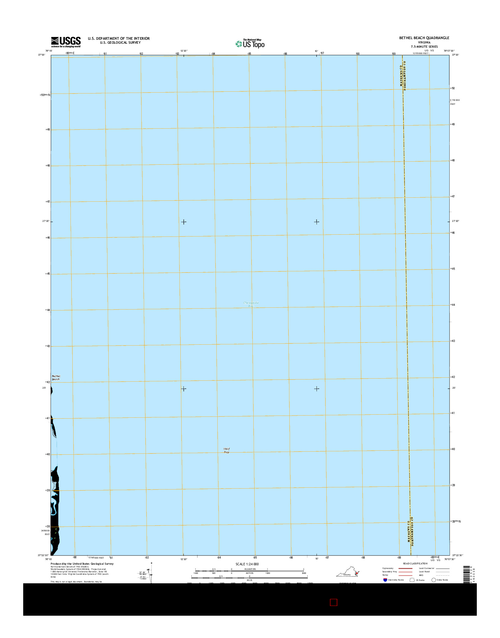 USGS US TOPO 7.5-MINUTE MAP FOR BETHEL BEACH, VA 2016