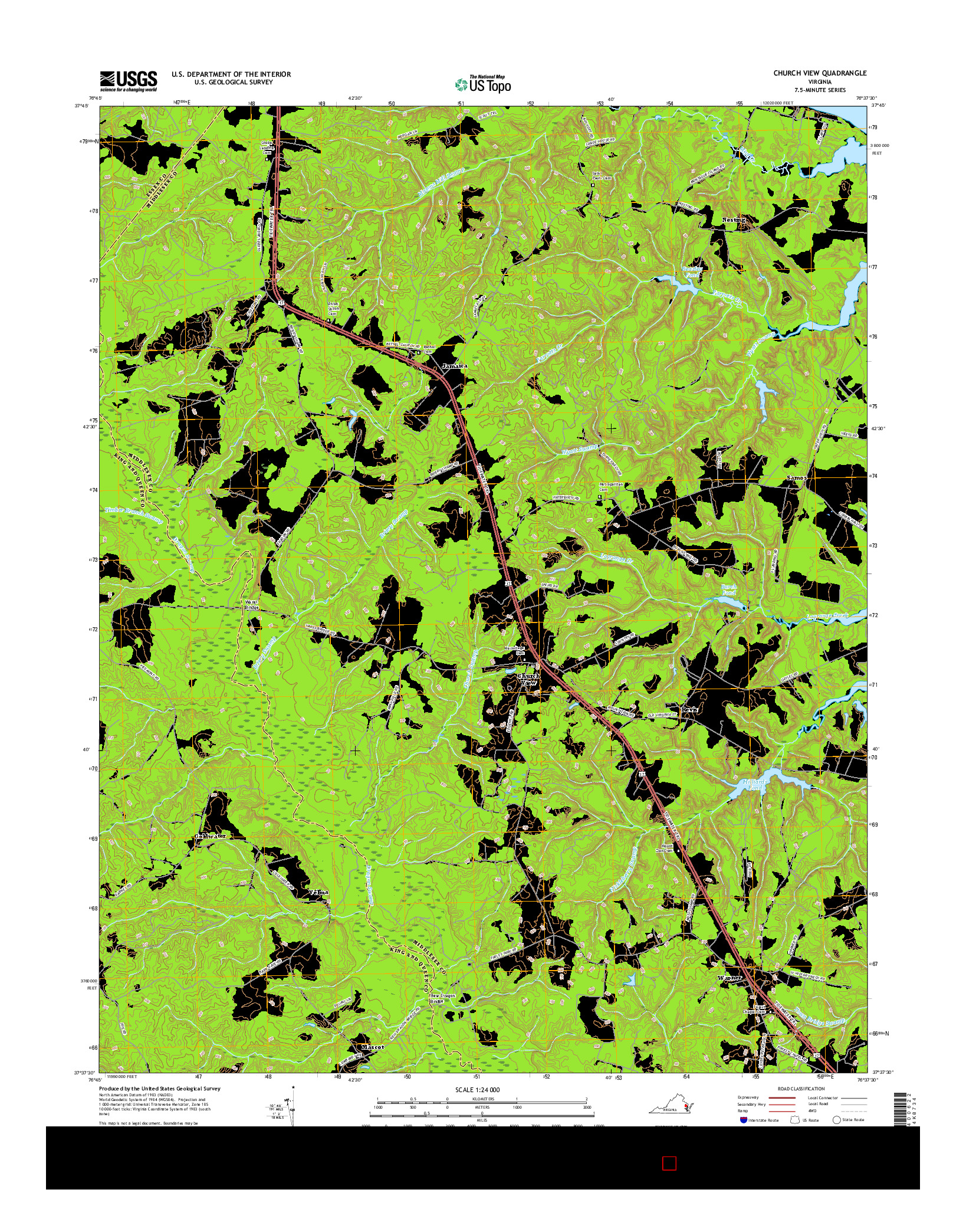 USGS US TOPO 7.5-MINUTE MAP FOR CHURCH VIEW, VA 2016