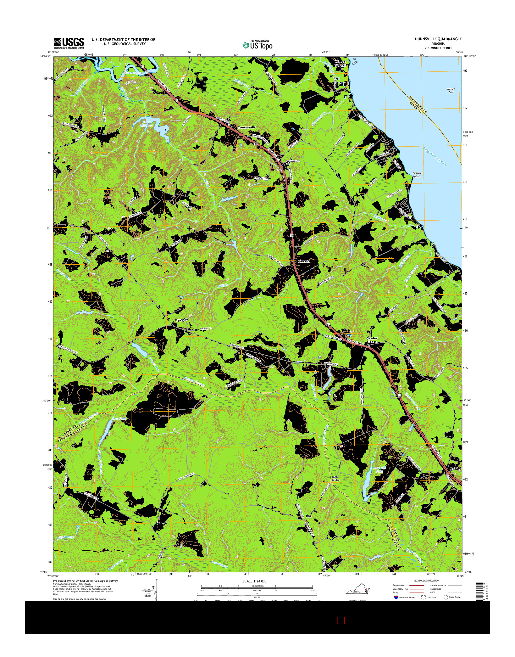 USGS US TOPO 7.5-MINUTE MAP FOR DUNNSVILLE, VA 2016