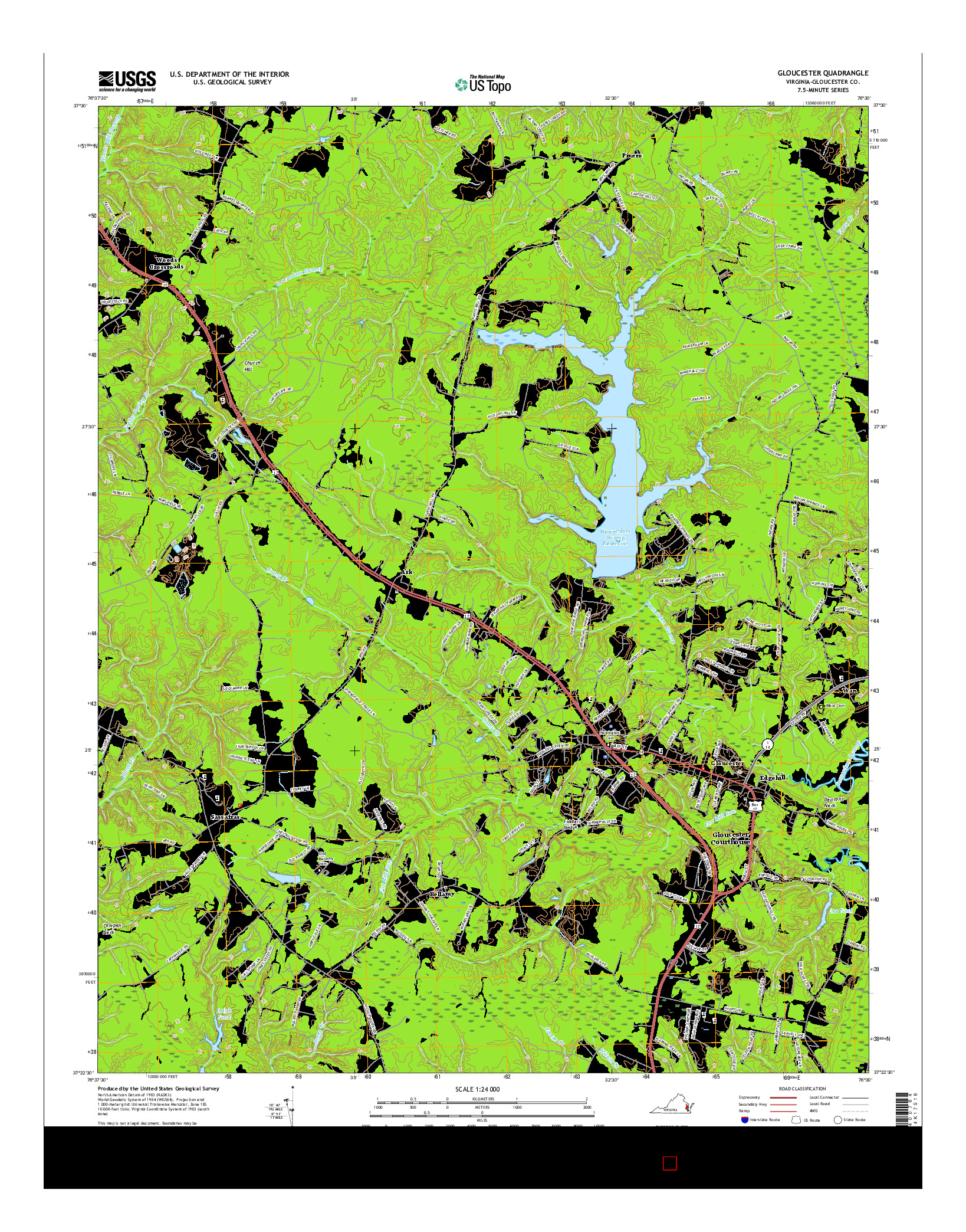USGS US TOPO 7.5-MINUTE MAP FOR GLOUCESTER, VA 2016