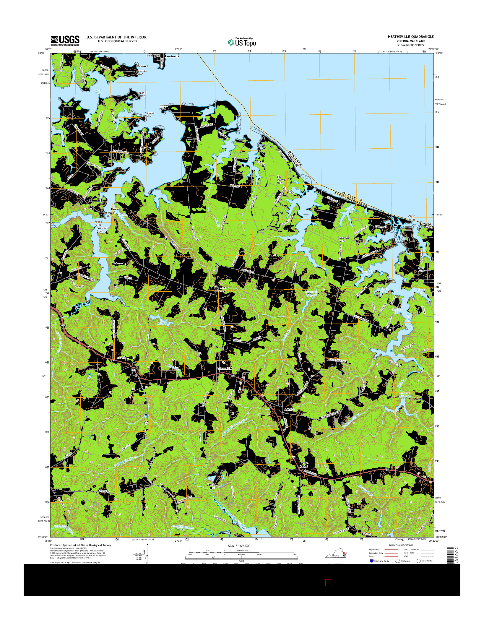 USGS US TOPO 7.5-MINUTE MAP FOR HEATHSVILLE, VA-MD 2016