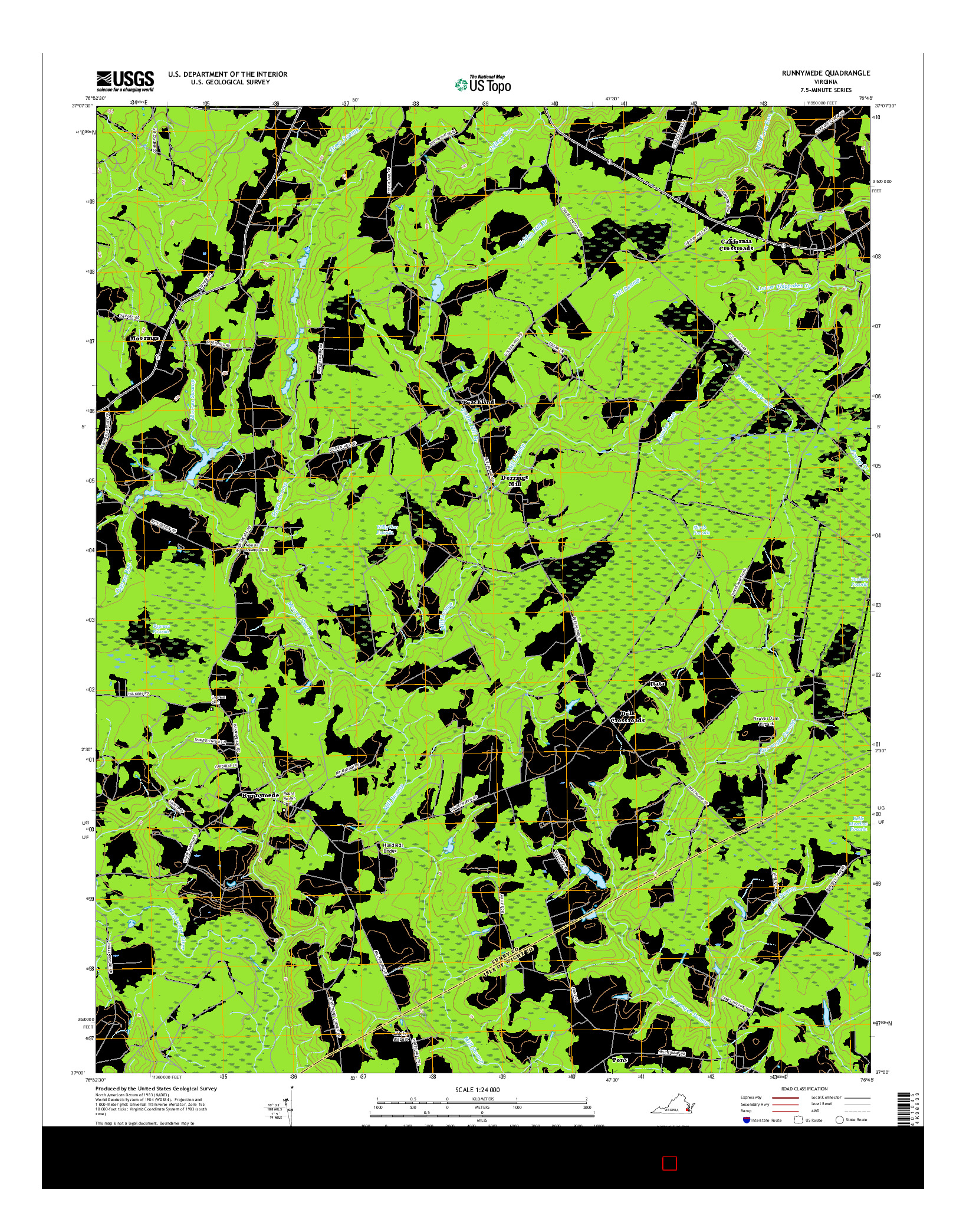 USGS US TOPO 7.5-MINUTE MAP FOR RUNNYMEDE, VA 2016