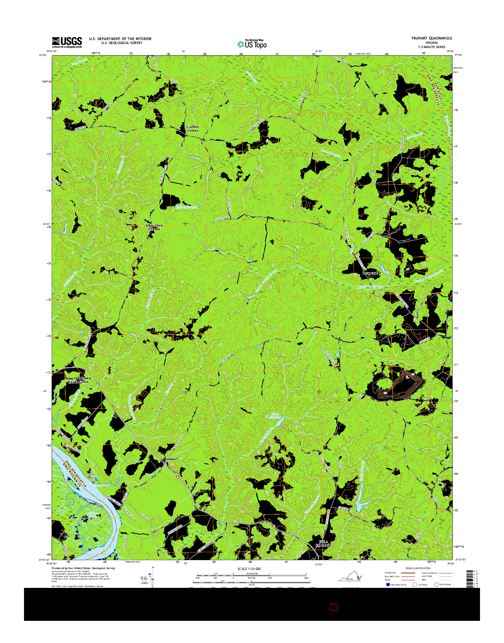 USGS US TOPO 7.5-MINUTE MAP FOR TRUHART, VA 2016