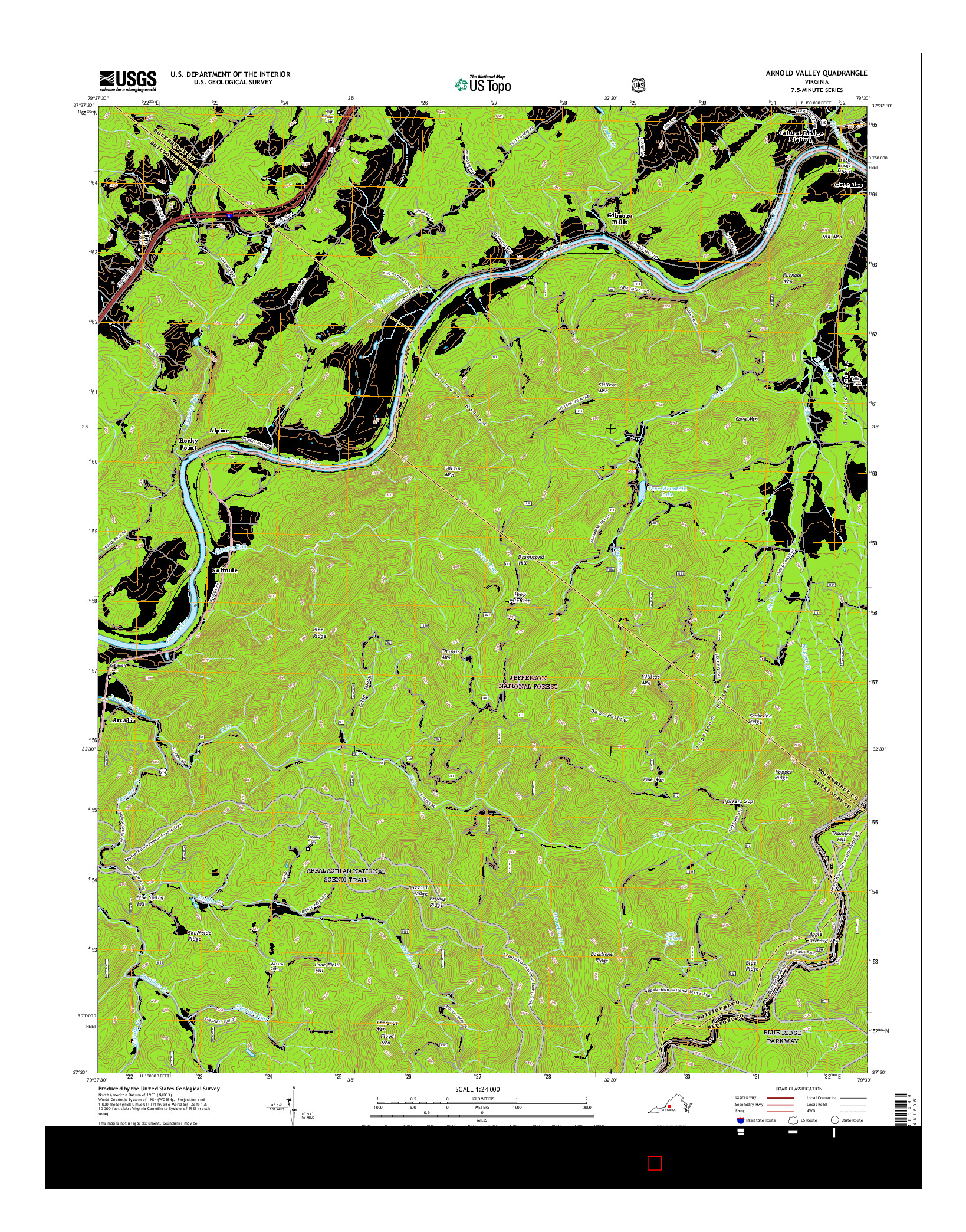 USGS US TOPO 7.5-MINUTE MAP FOR ARNOLD VALLEY, VA 2016