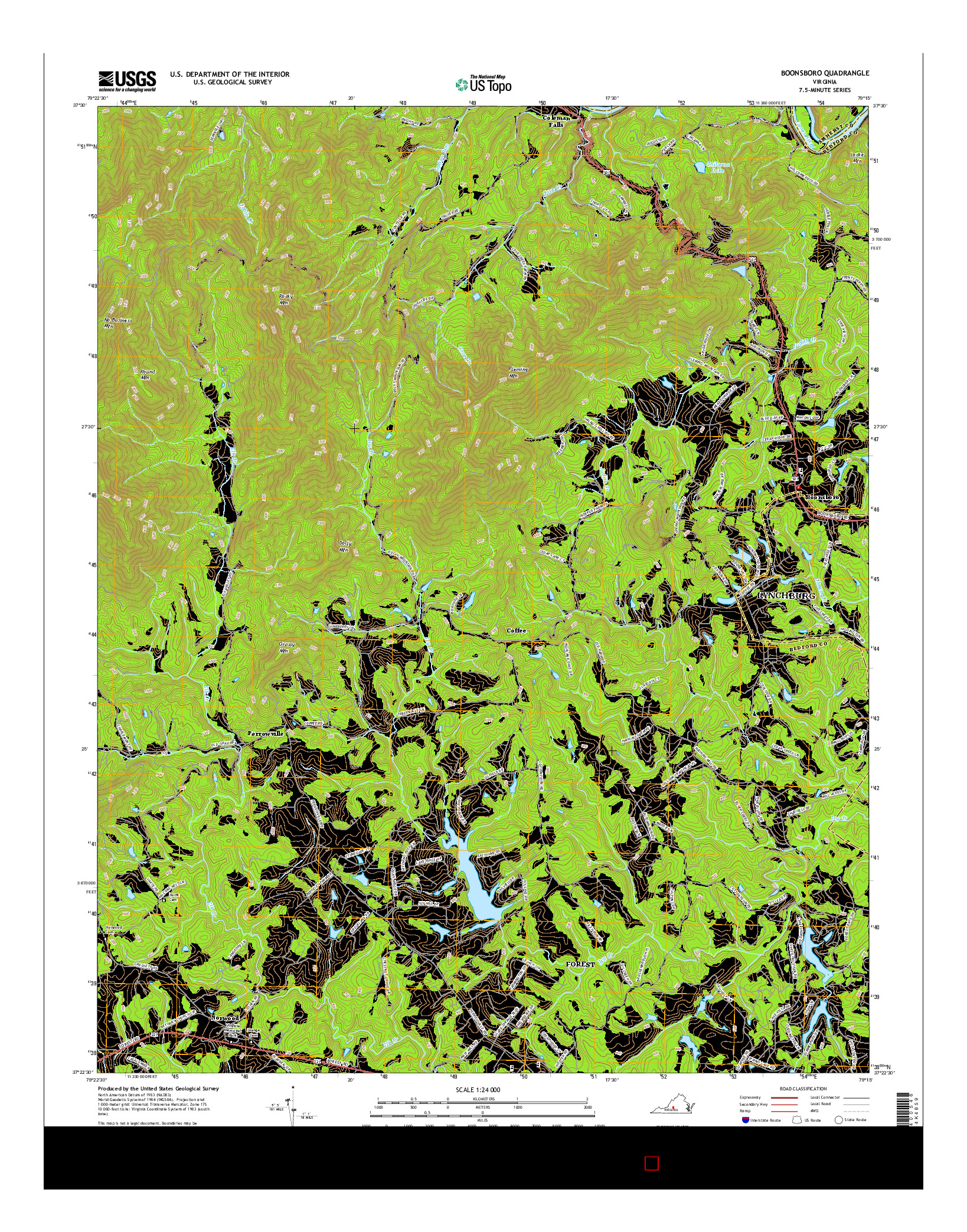 USGS US TOPO 7.5-MINUTE MAP FOR BOONSBORO, VA 2016
